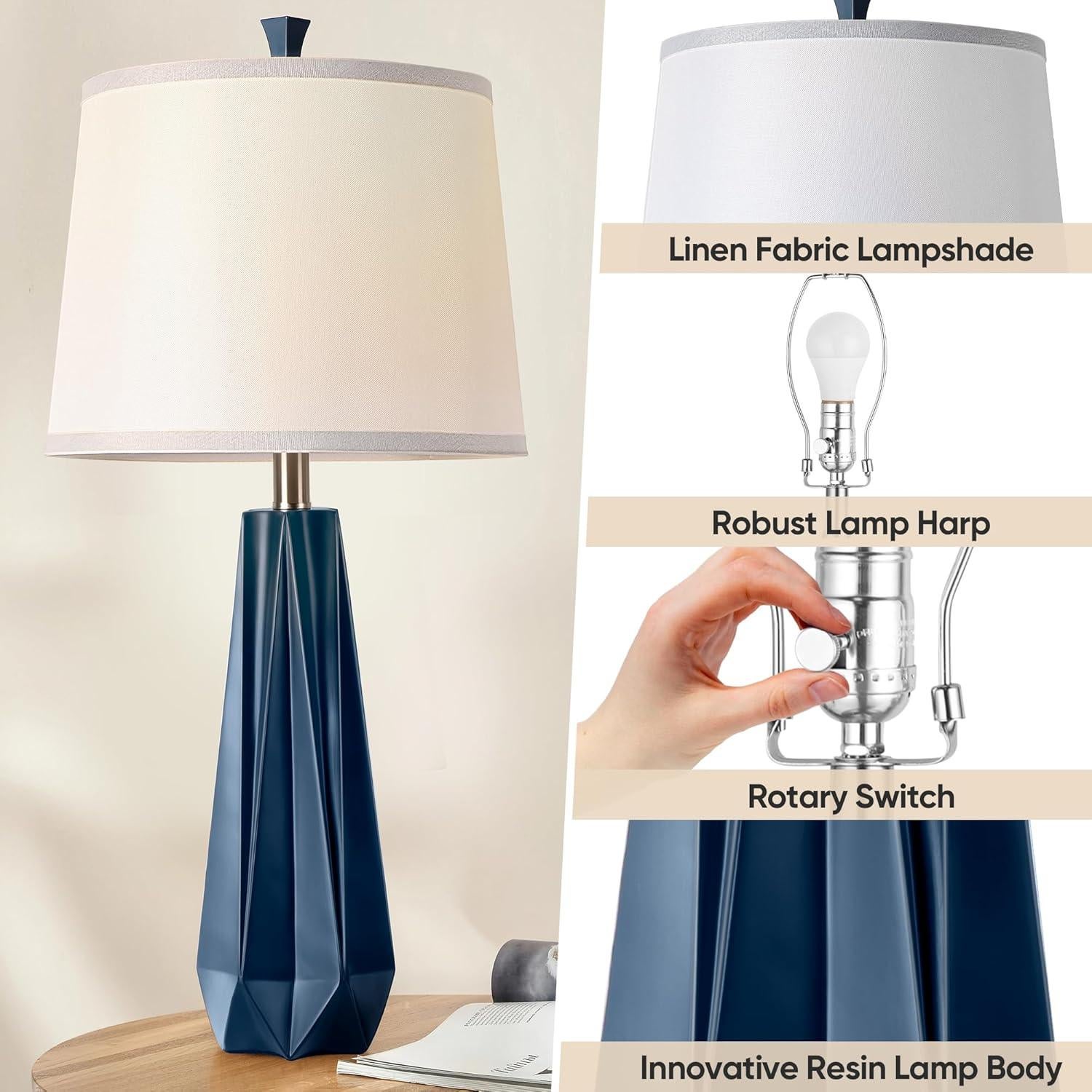 Conjunto de 2 Lámparas de Mesa WIHTU Azul Marino 68.5cm