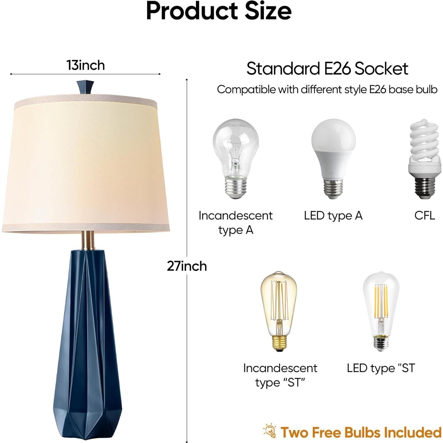 Conjunto de 2 Lámparas de Mesa WIHTU Azul Marino 68.5cm