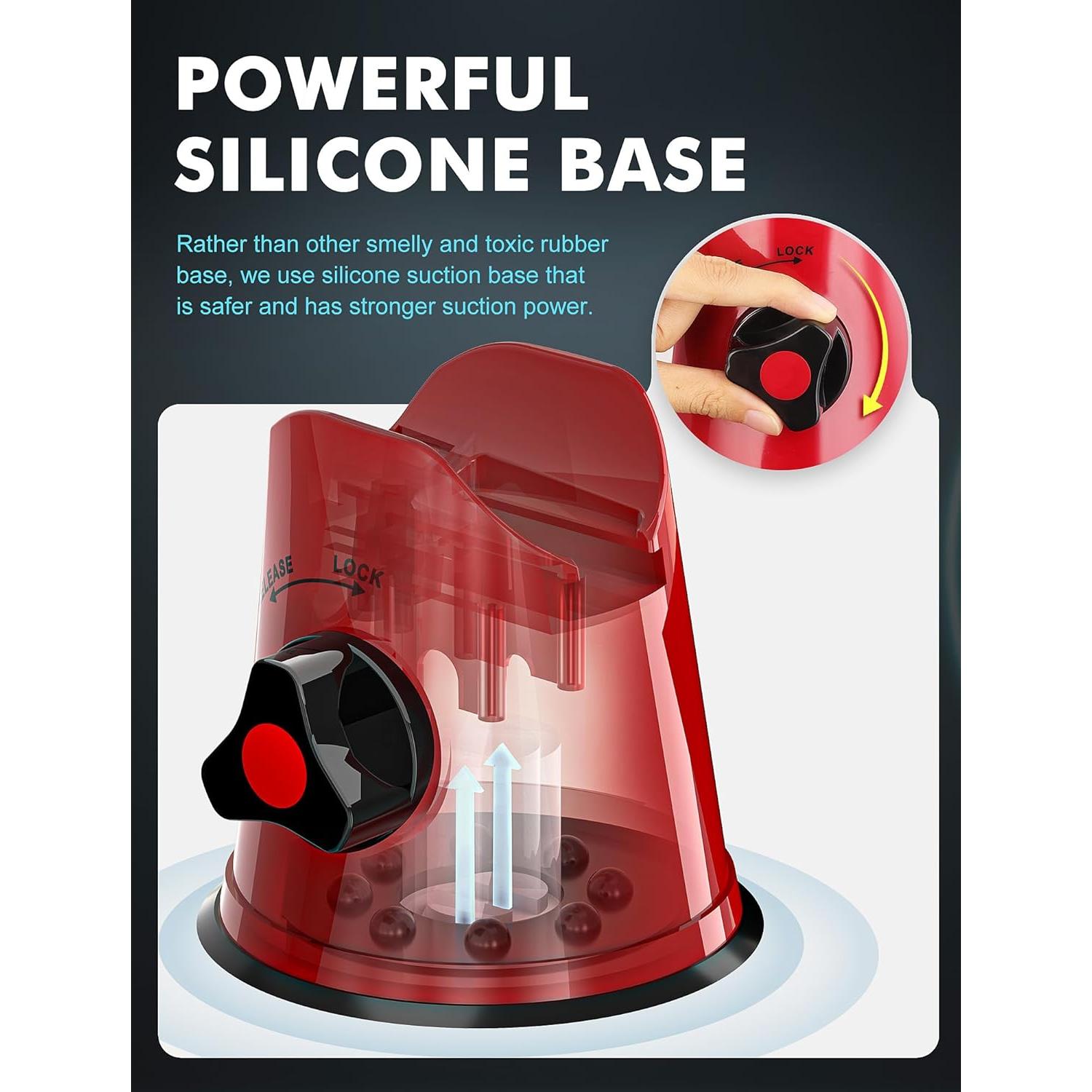 Rallador de Queso Rotatorio LucGee 3 en 1 Acero Inoxidable Rojo