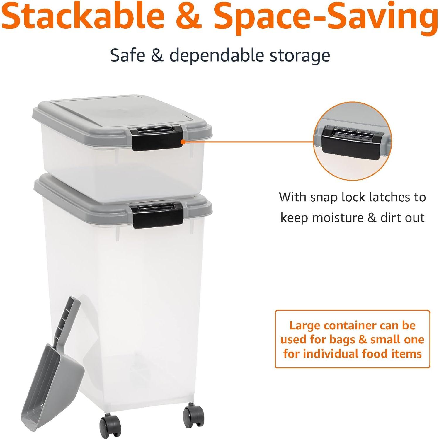 Contenedor de Almacenamiento de Comida para Perros Amazon Basics 3 Piezas