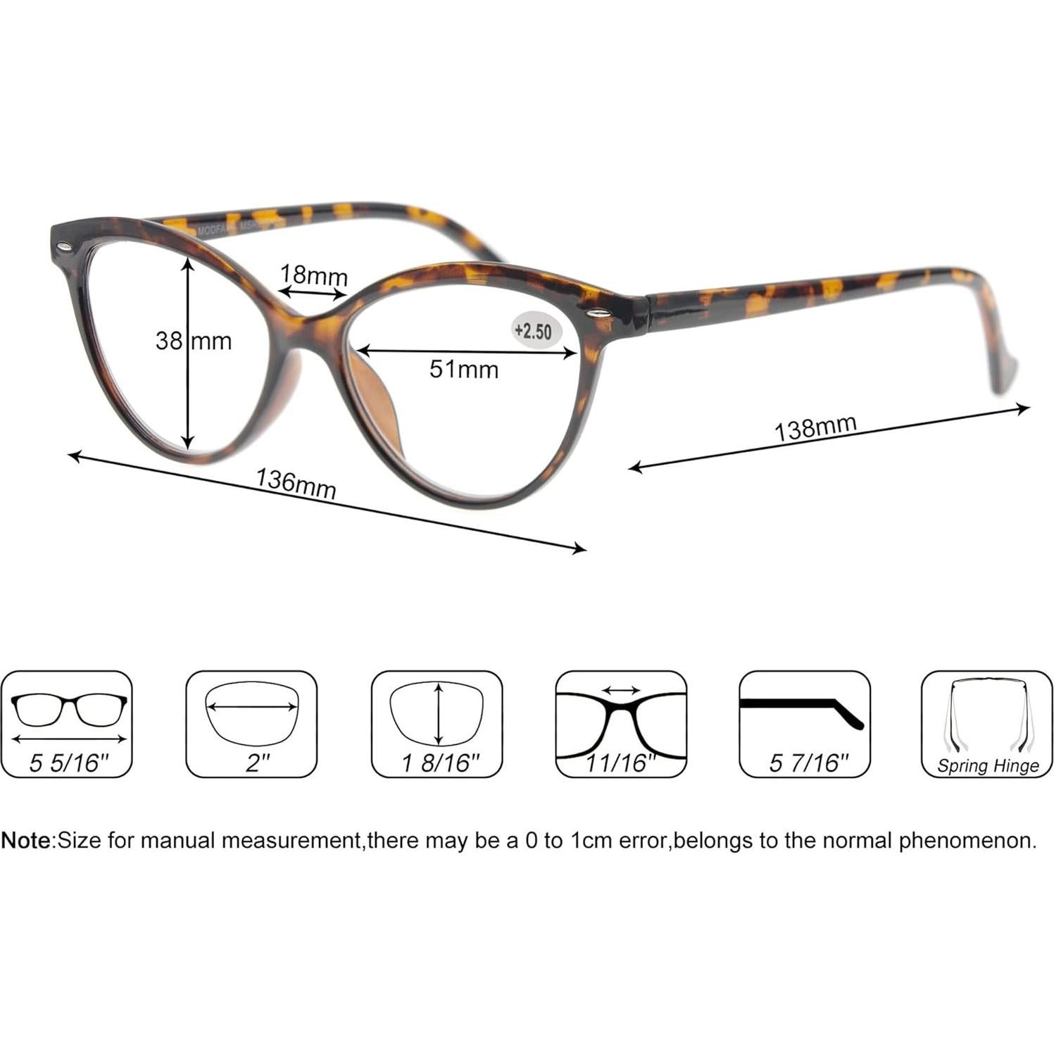 Gafas de Lectura MODFANS Ojo de Gato 4 Pack 2.75x