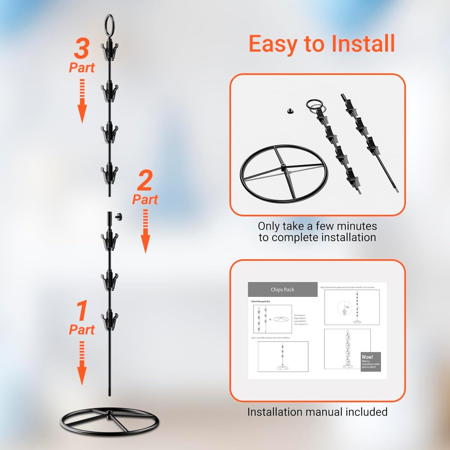 Soporte de Exhibición de Papas Fritas TJ.MOREE con 14 Clips