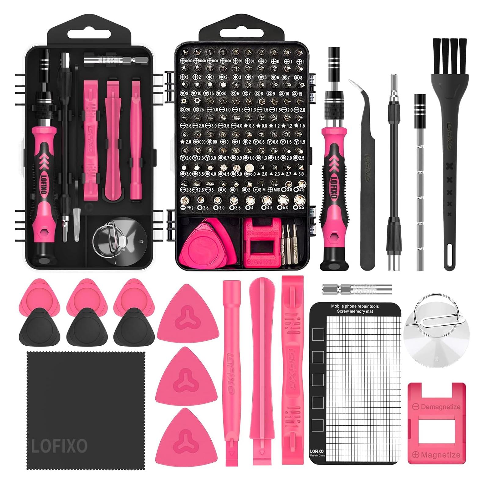 Kit de Destornilladores Rosa 124 Piezas HEARTHFUN para Reparación
