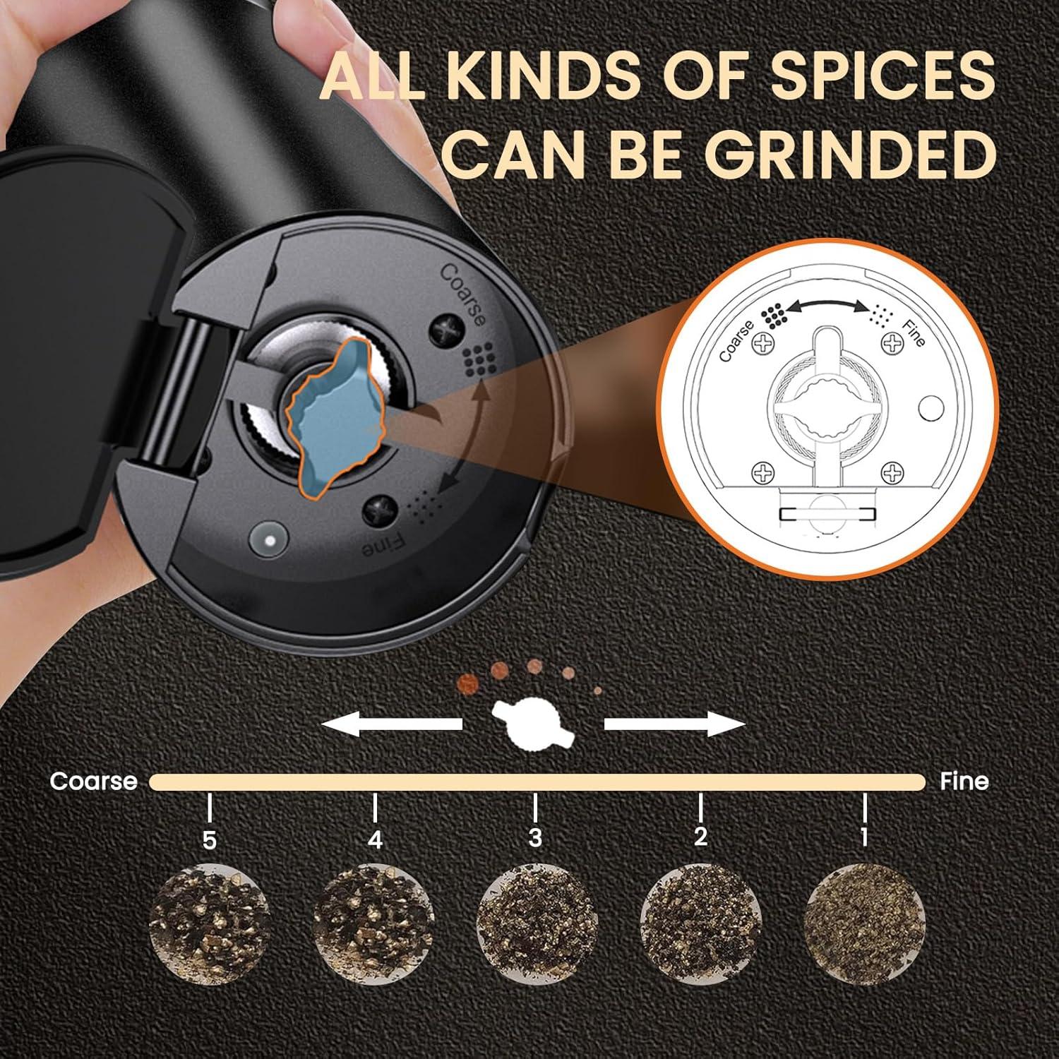 Juego de Molinillos Eléctricos de Sal y Pimienta JINGASA 120ml