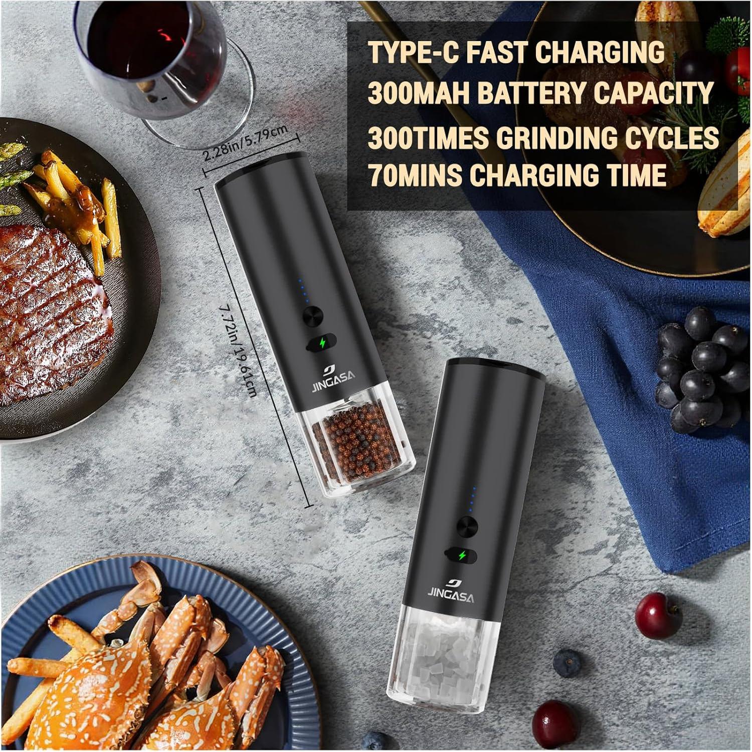 Juego de Molinillos Eléctricos de Sal y Pimienta JINGASA 120ml