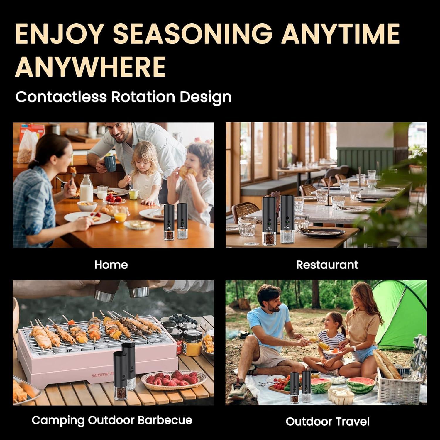 Juego de Molinillos Eléctricos de Sal y Pimienta JINGASA 120ml