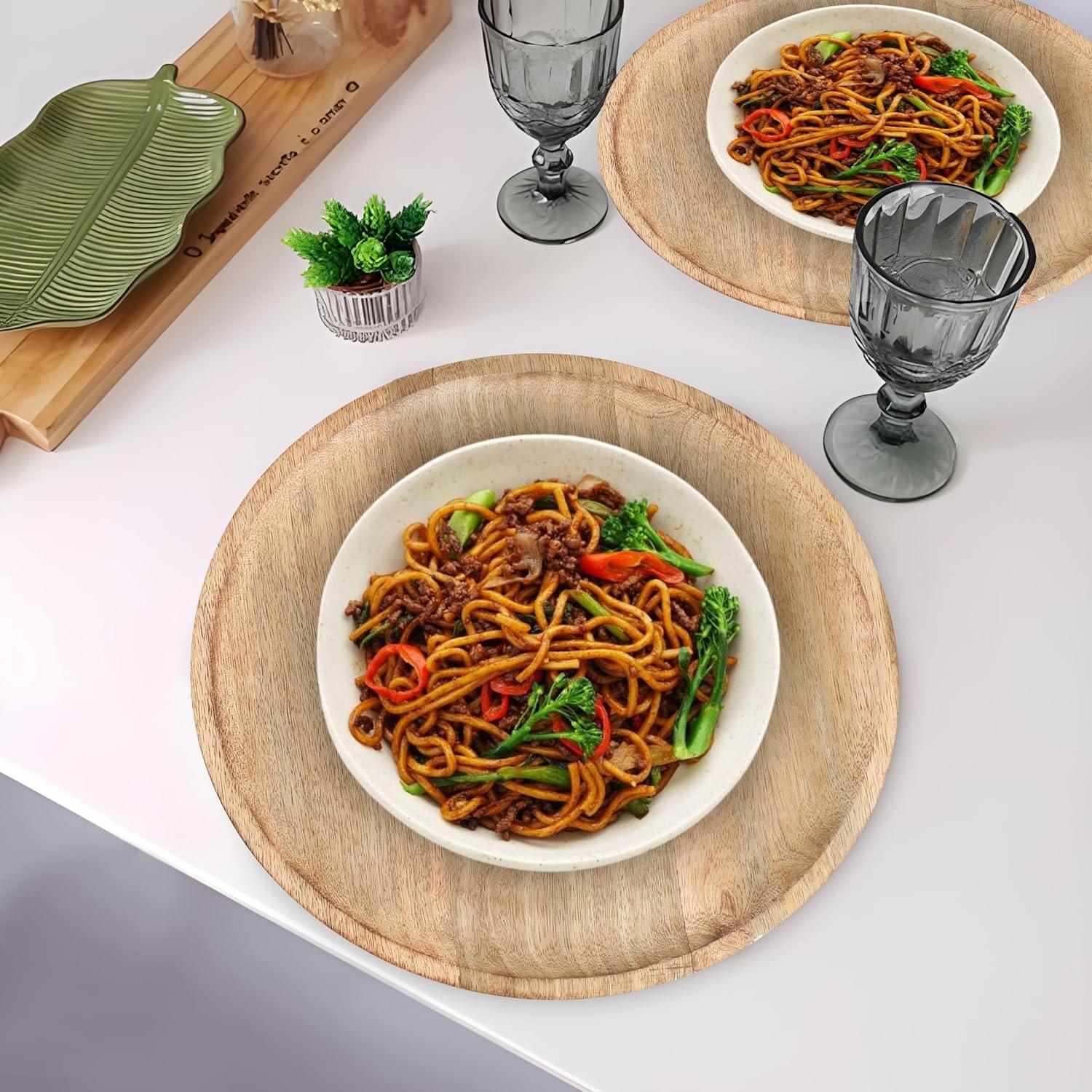 Platos Redondos de Madera Light & Pro - 33 cm, Paquete de 2