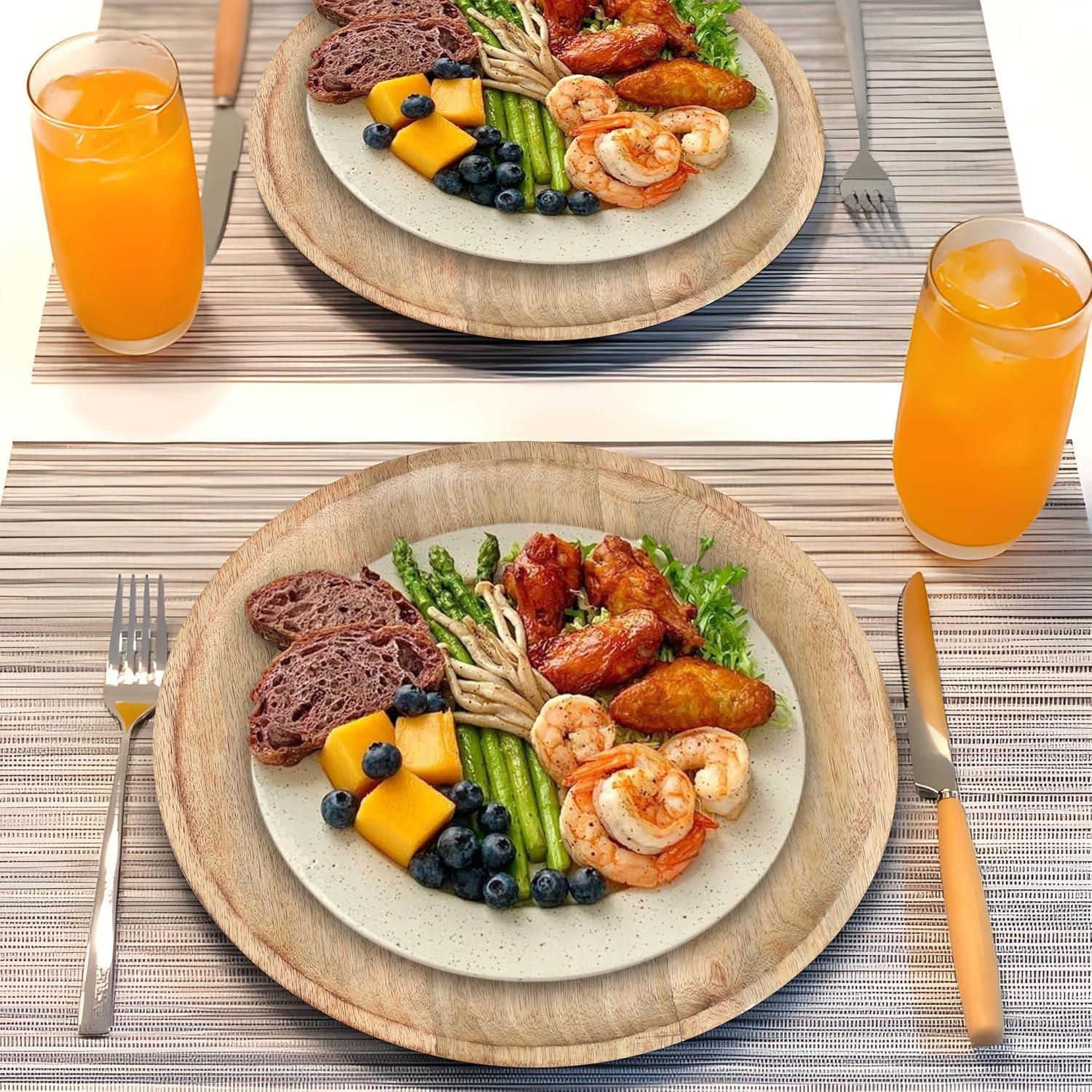 Platos Redondos de Madera Light & Pro - 33 cm, Paquete de 2