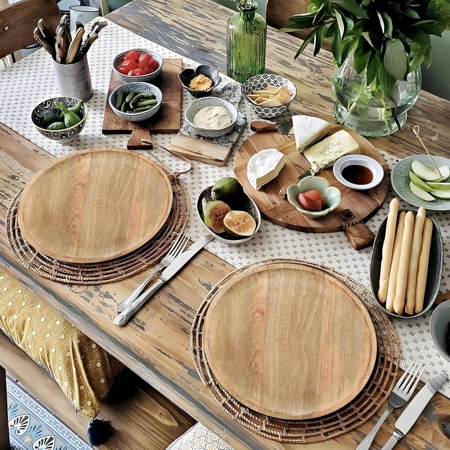 Platos Redondos de Madera Light & Pro - 33 cm, Paquete de 2