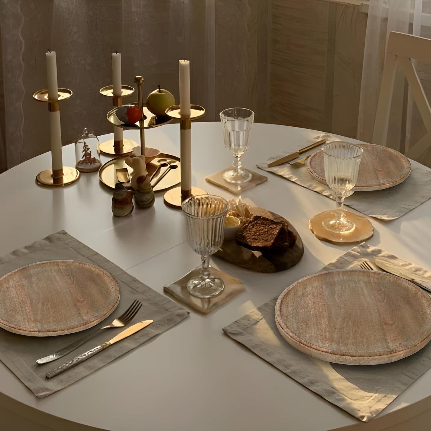 Platos Redondos de Madera Light & Pro - 33 cm, Paquete de 2