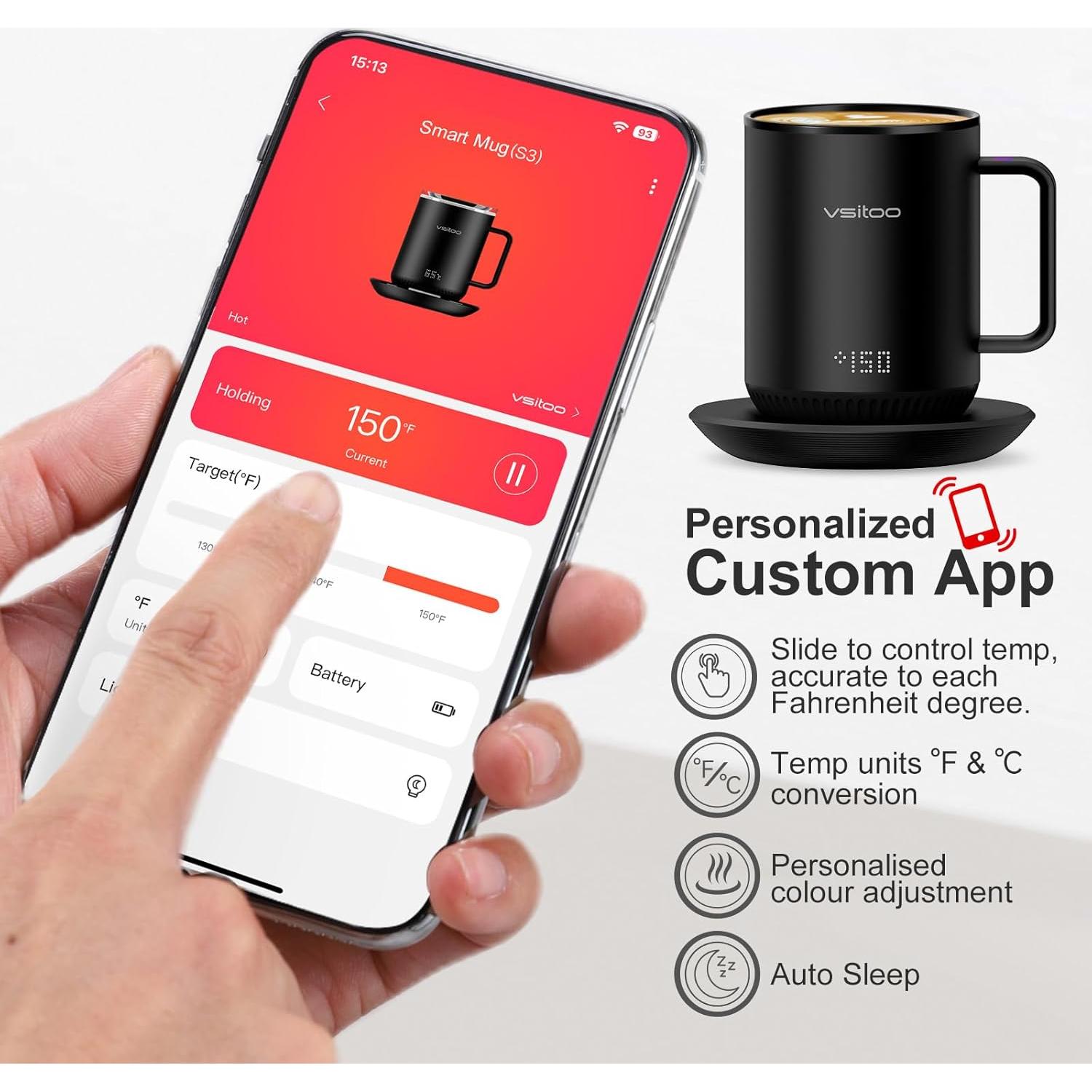 Taza Inteligente Vsitoo S3 10 oz Autocalentable Negra