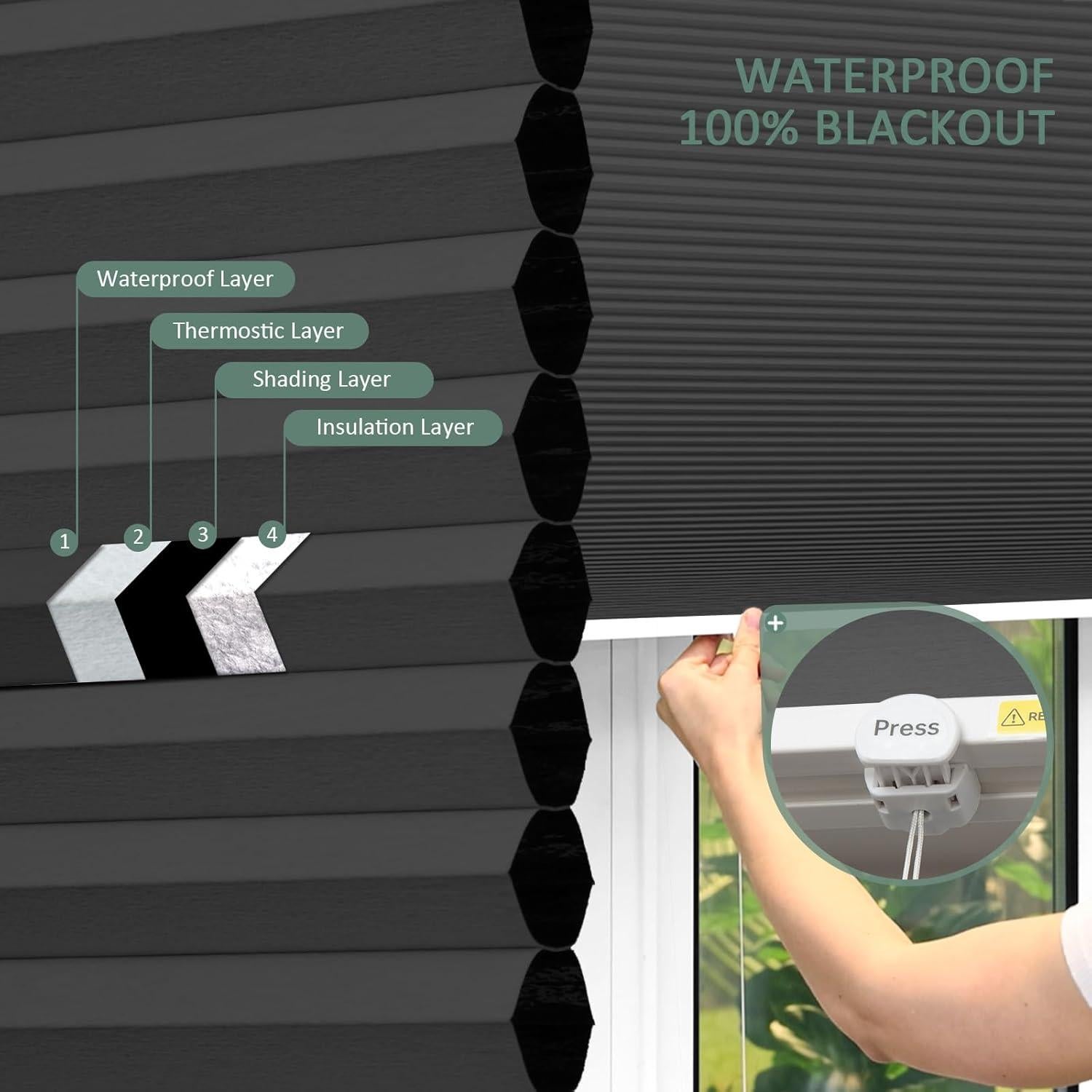 Persianas Celulares Blackout Blankendon 74cm x 162cm Personalizables