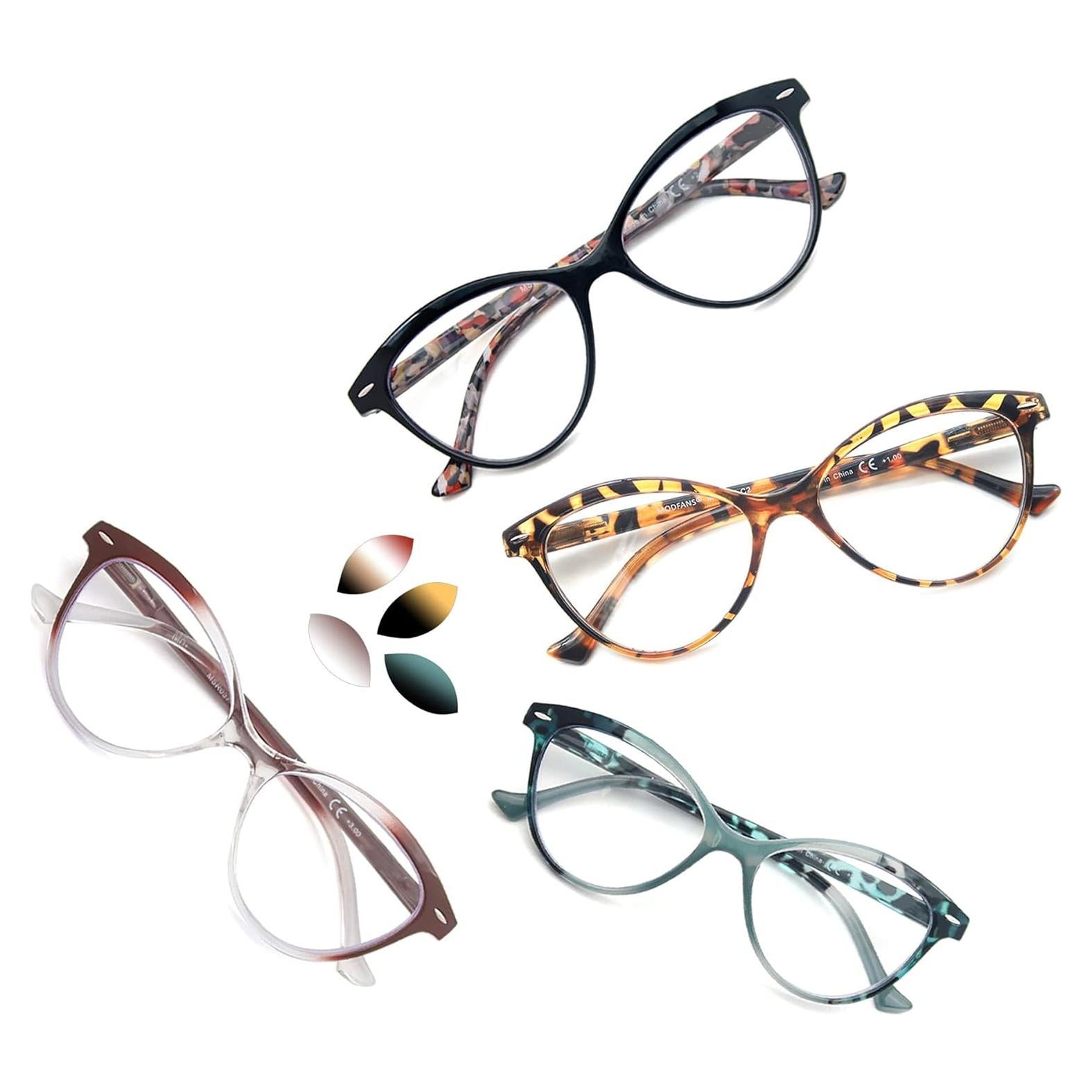 Gafas de Lectura MODFANS Ojo de Gato 4x Paquete 4 Colores