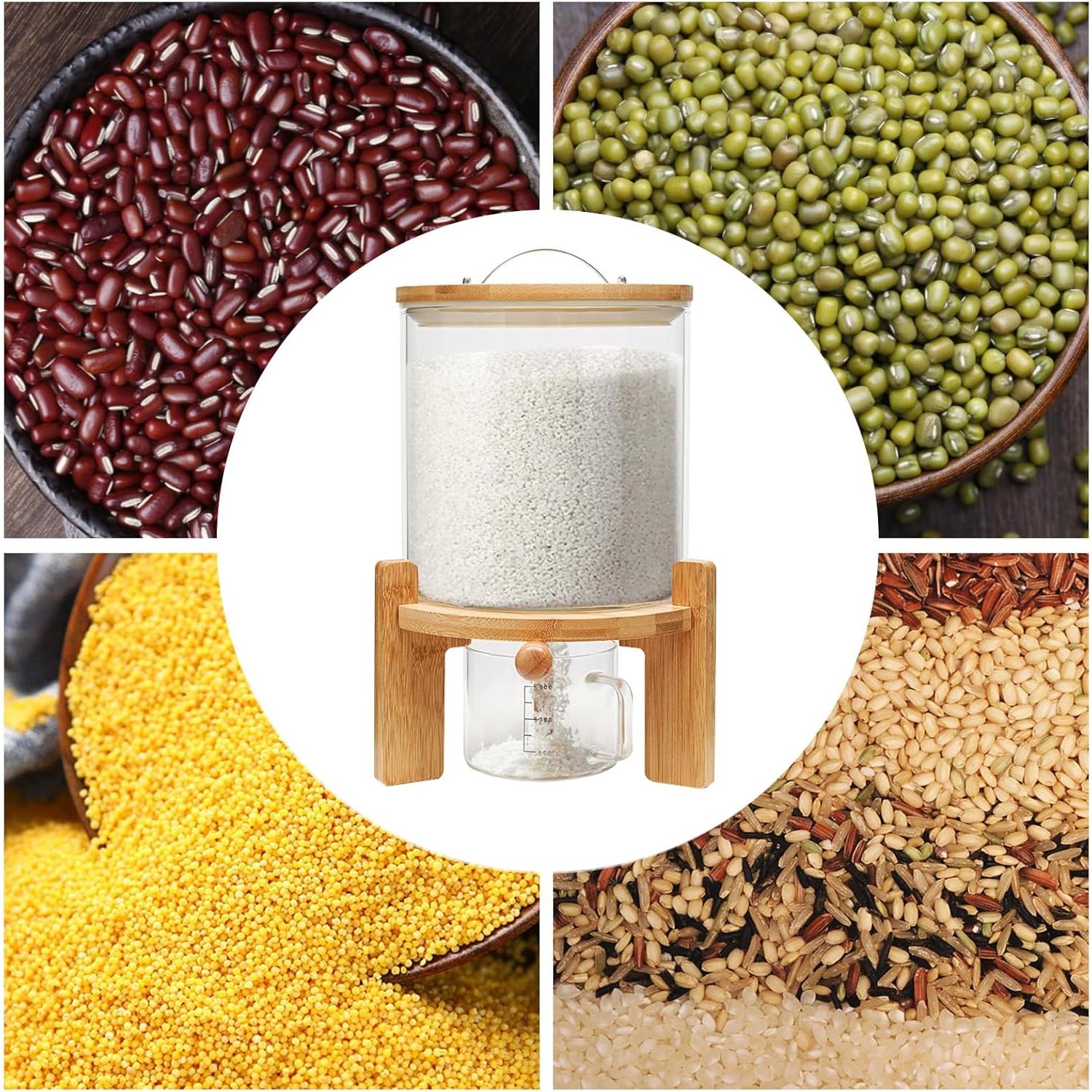 Dispensador de Arroz de Vidrio 5L GAMIGIME con Tapa Hermética