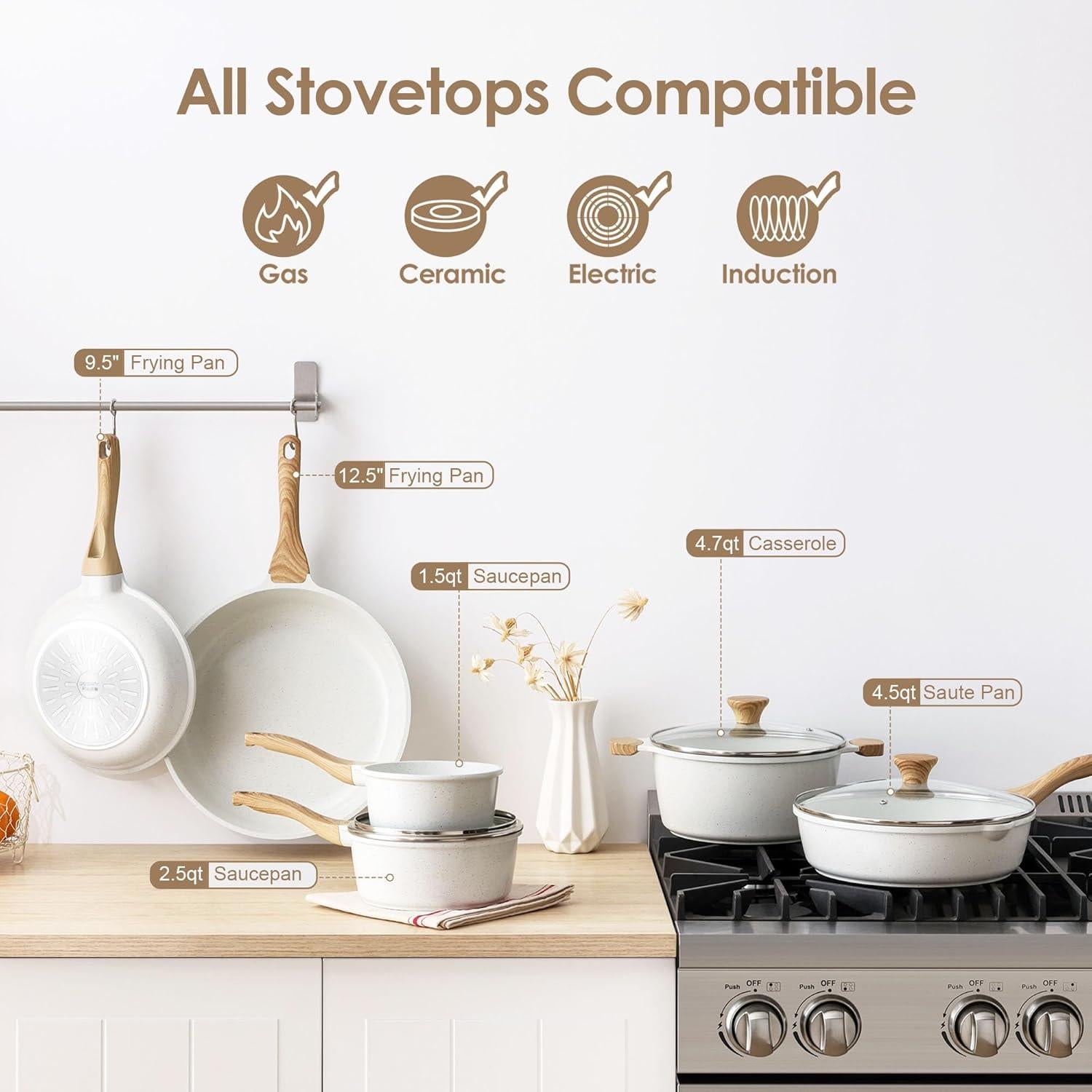 Juego de Utensilios de Cocina SENSARTE 16 Piezas Antiadherente