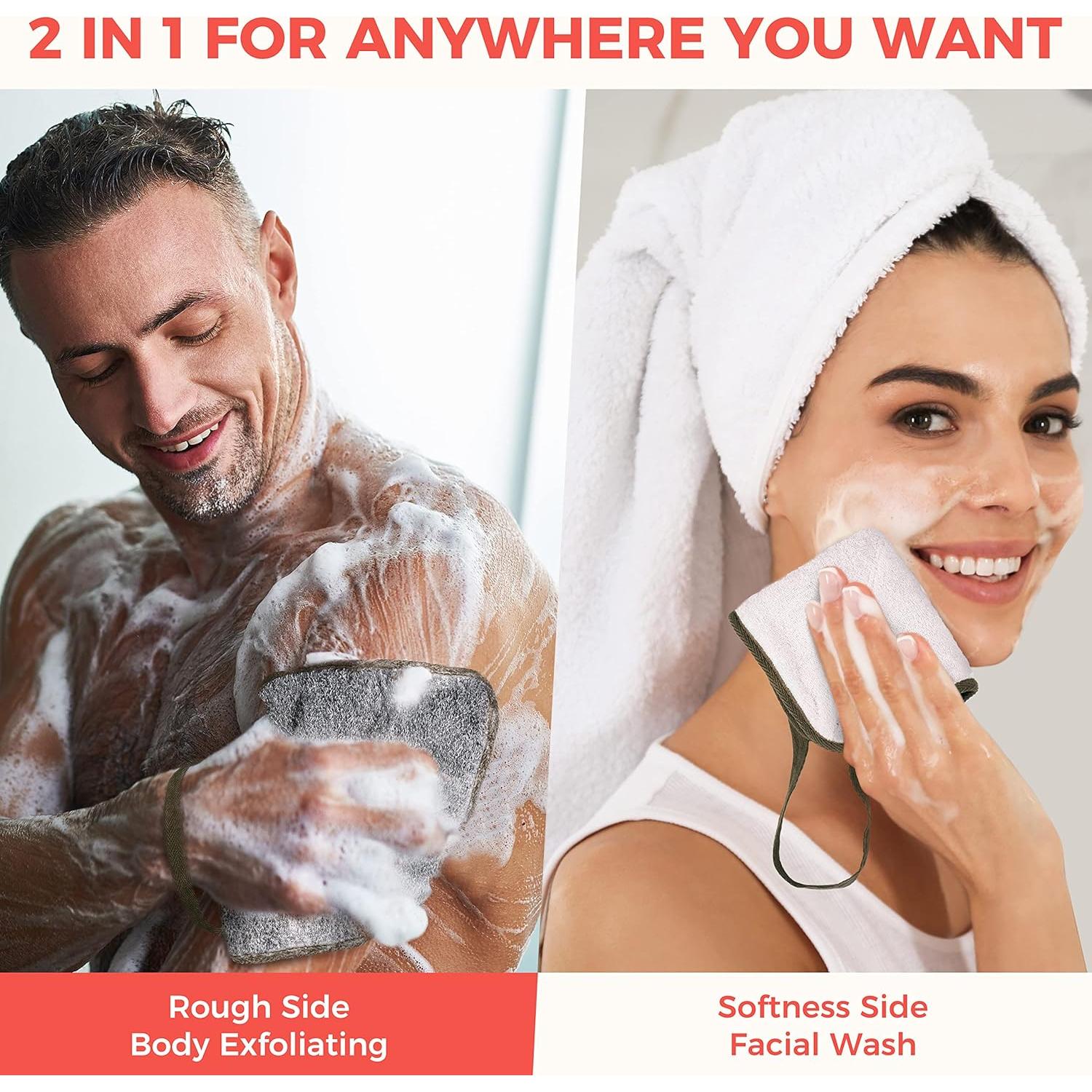 Paquete de 3 Paños Exfoliantes ZOMCHI - Lavado Facial y Corporal