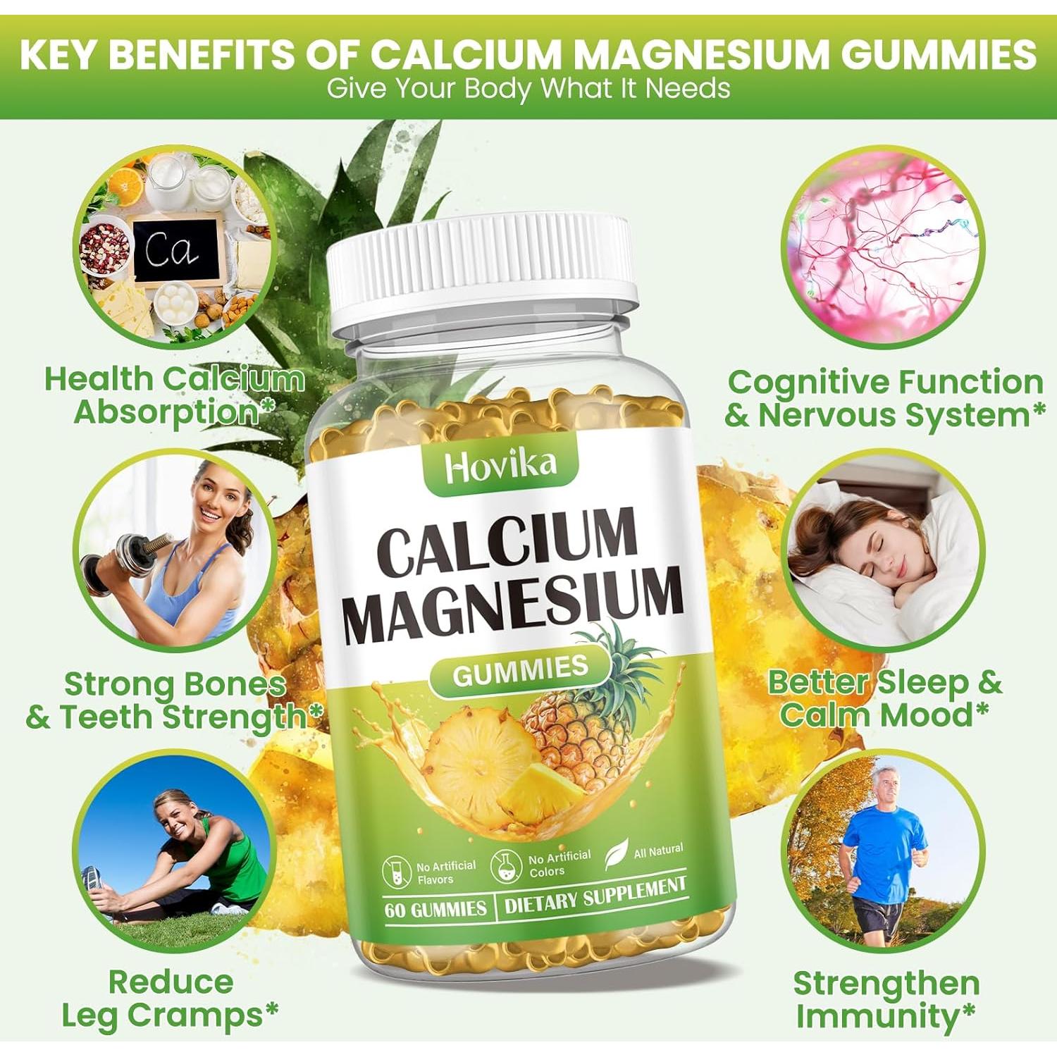 Gomitas de Calcio Magnesio Zinc Hovika 60 Unidades Sabor Piña