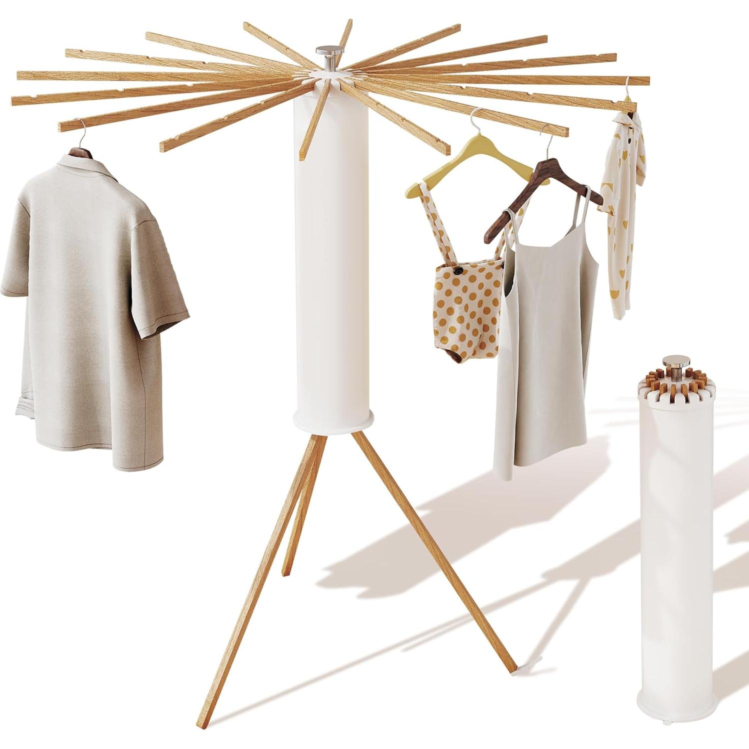 Soporte para Secar Ropa Plegable LIENAHU 16 Postes Madera