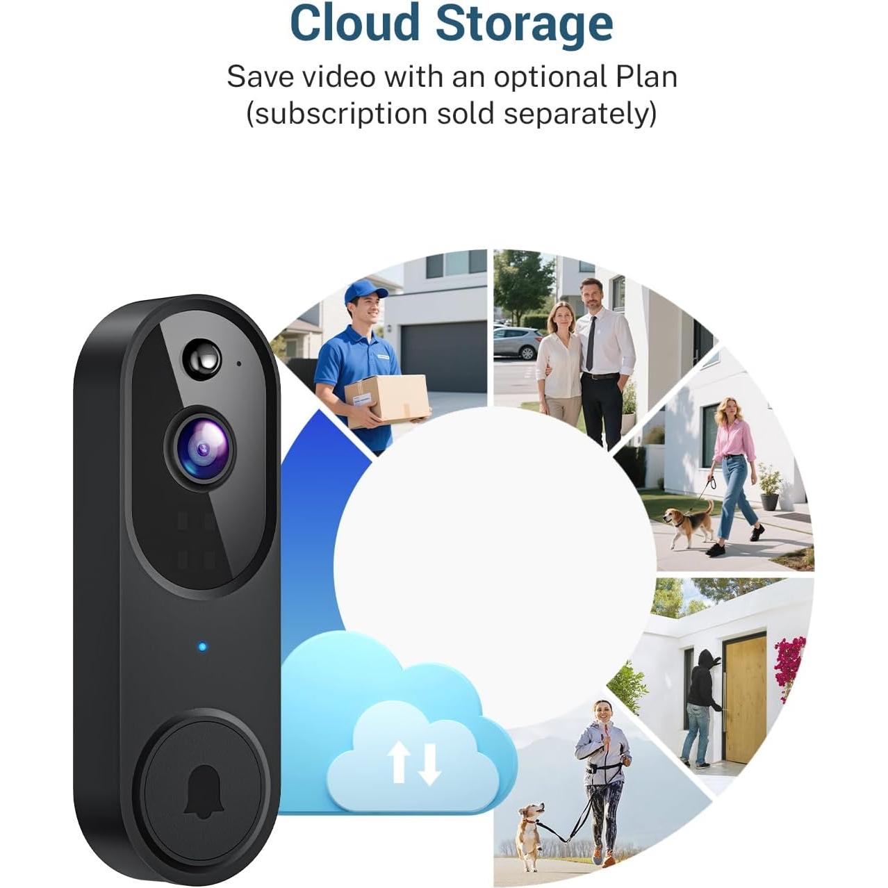 Cámara de Timbre Inteligente SearByte M50 1080p Wi-Fi Negro