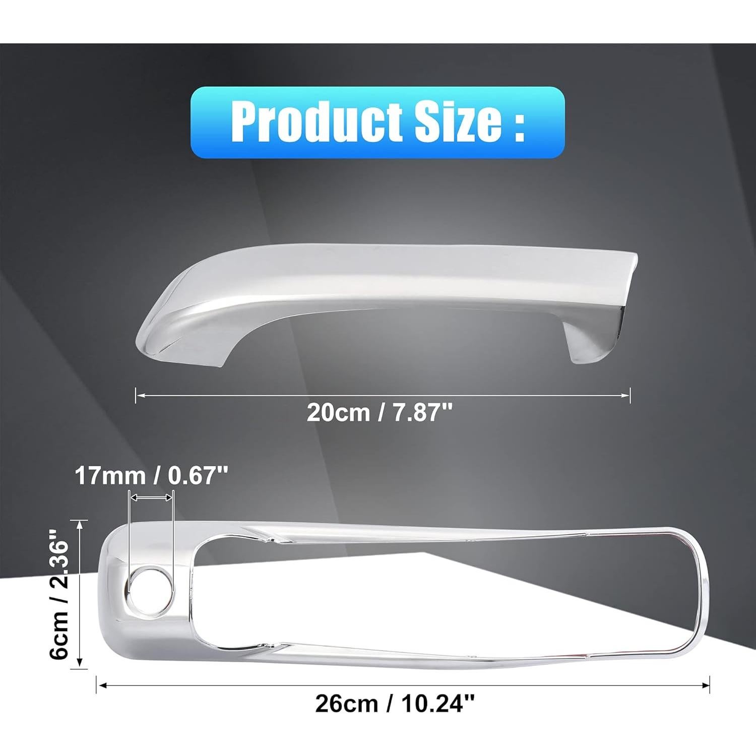 Cubierta de Manija de Puerta Exterior X AUTOHAUX 4 Piezas ABS Cromado