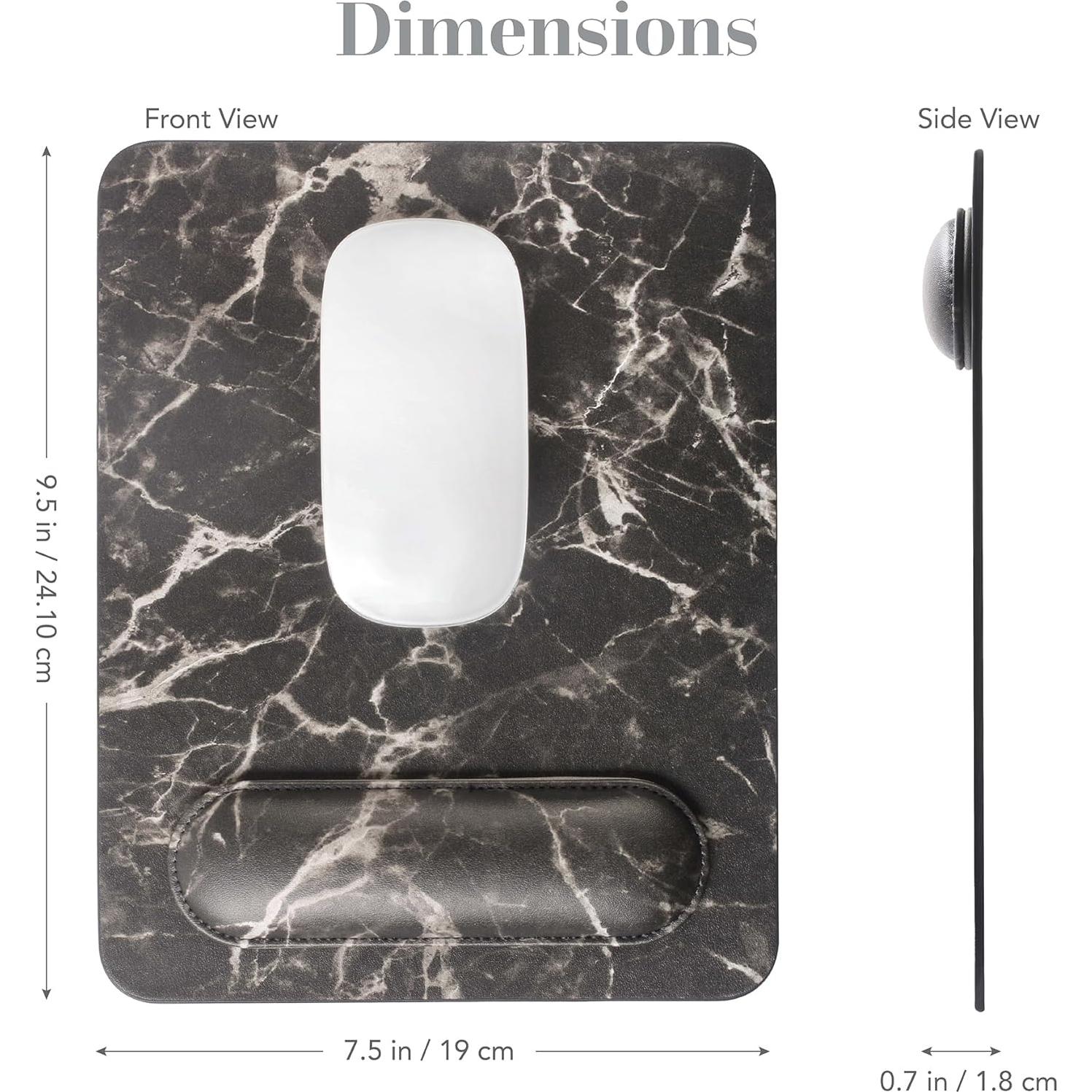 Alfombrilla de Ratón Ergonómica HABITU Cuero Vegano Negro Mármol