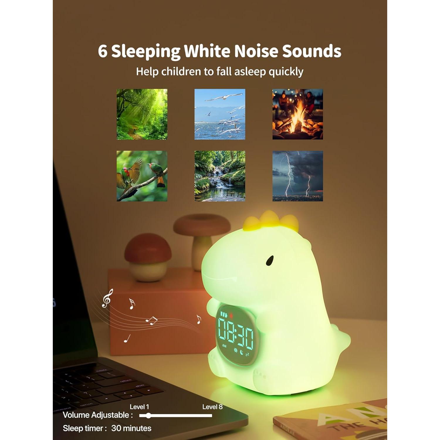 Reloj Despertador MASHI Dinosaurio con Sonidos y Luces