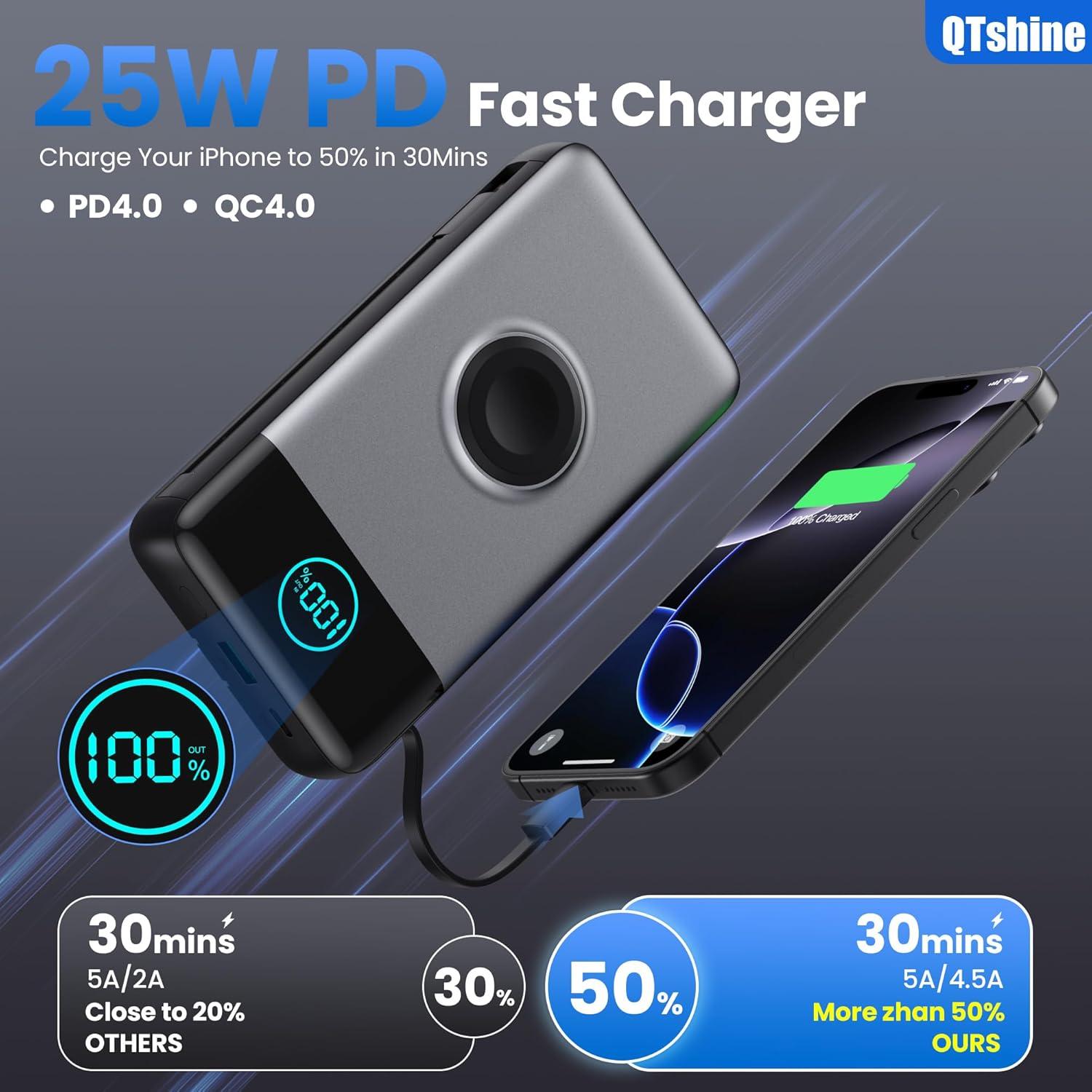 Cargador Portátil 40800mAh QTshine con Cargador para iWatch