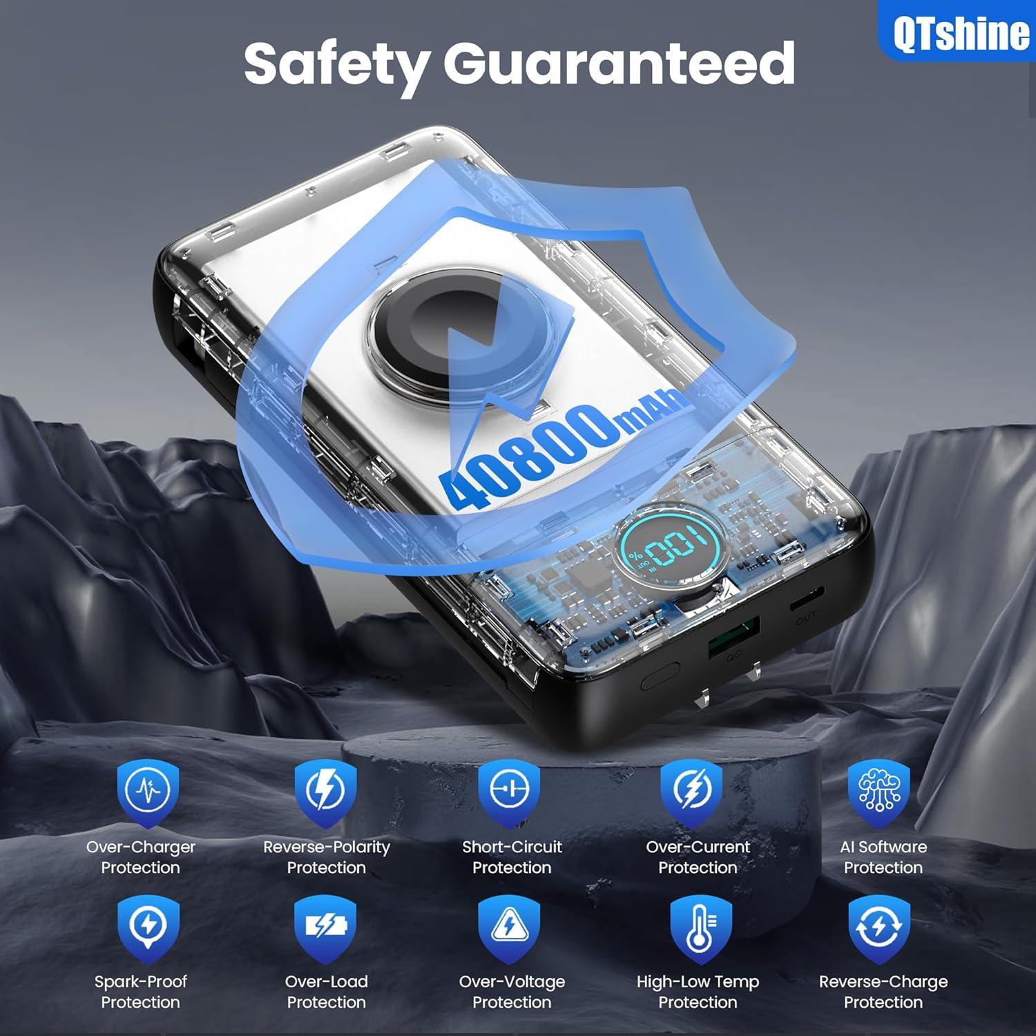 Cargador Portátil 40800mAh QTshine con Cargador para iWatch