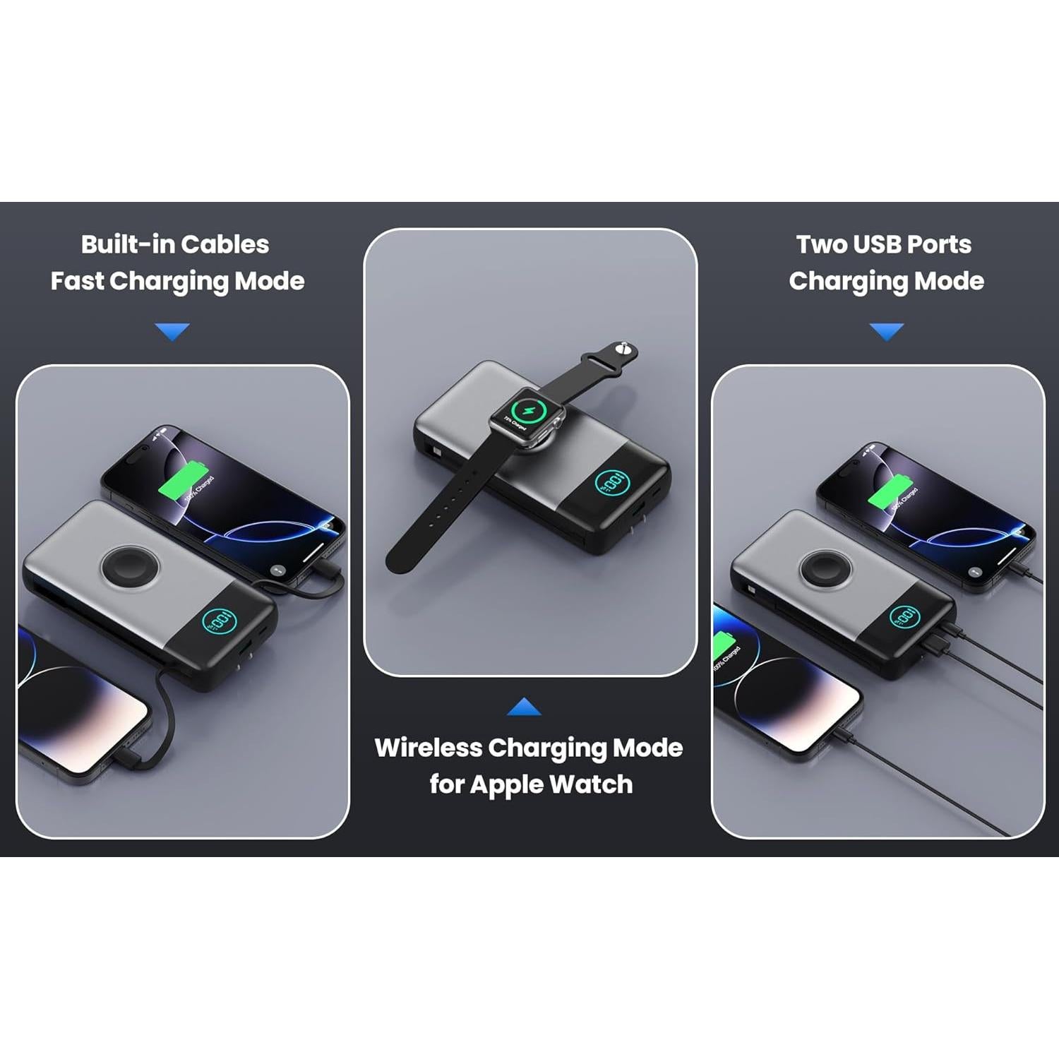 Cargador Portátil 40800mAh QTshine con Cargador para iWatch