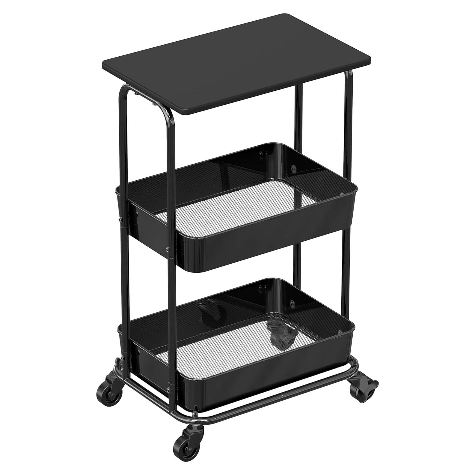 Carro de Almacenamiento Rodante Simple Houseware 2 Niveles Negro