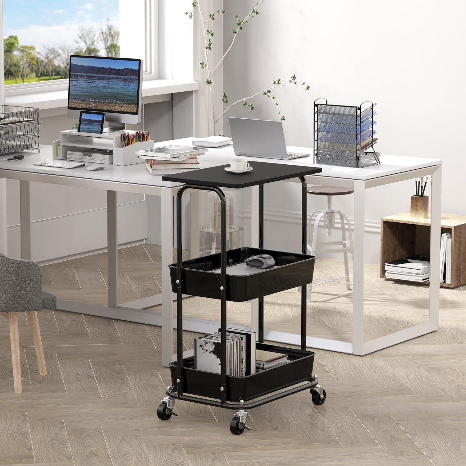 Carro de Almacenamiento Rodante Simple Houseware 2 Niveles Negro