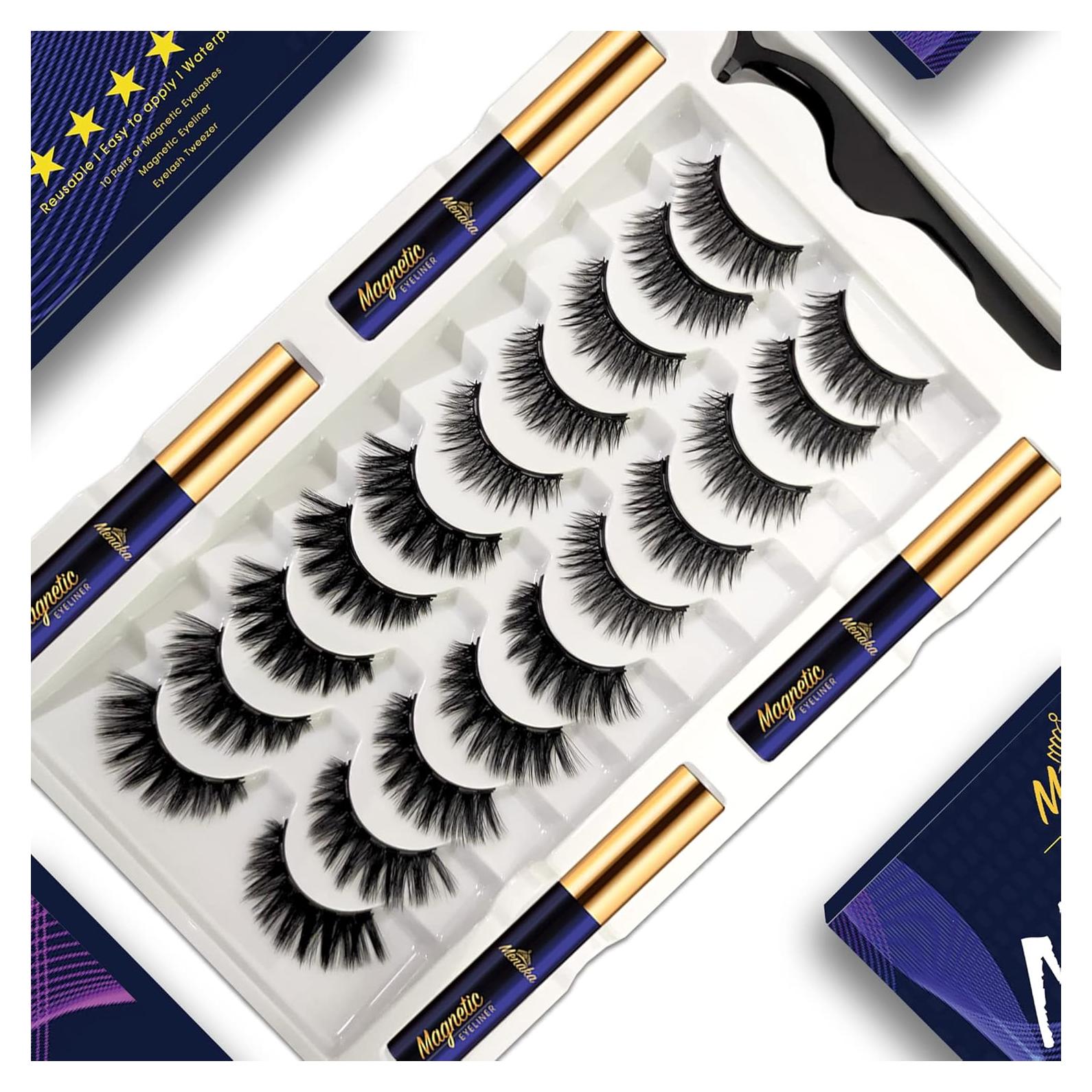 Kit de Pestañas Magnéticas Menaka - 10 Pares + Delineador