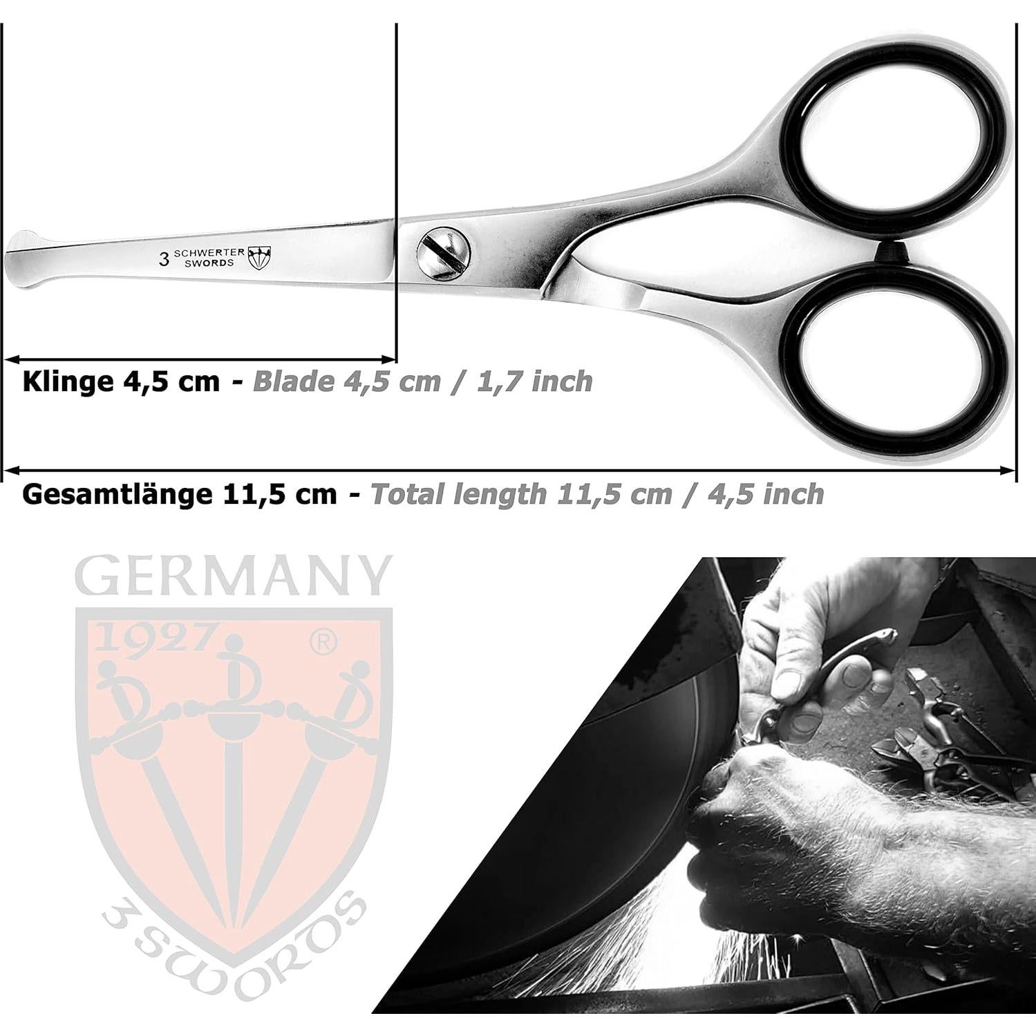 Tijeras 3 Swords Germany para vello nasal y orejas 11.5 cm