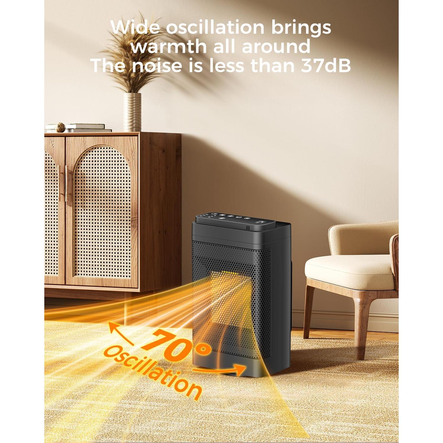 Calentador Eléctrico Portátil Qxpztk 1500W con Control Remoto