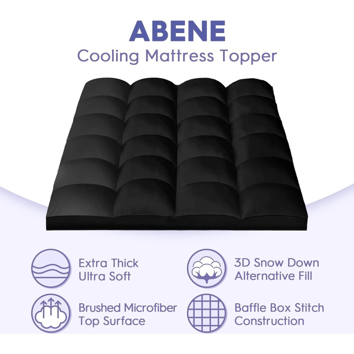 Colchón Topper ABENE Twin Negro Acolchado Transpirable