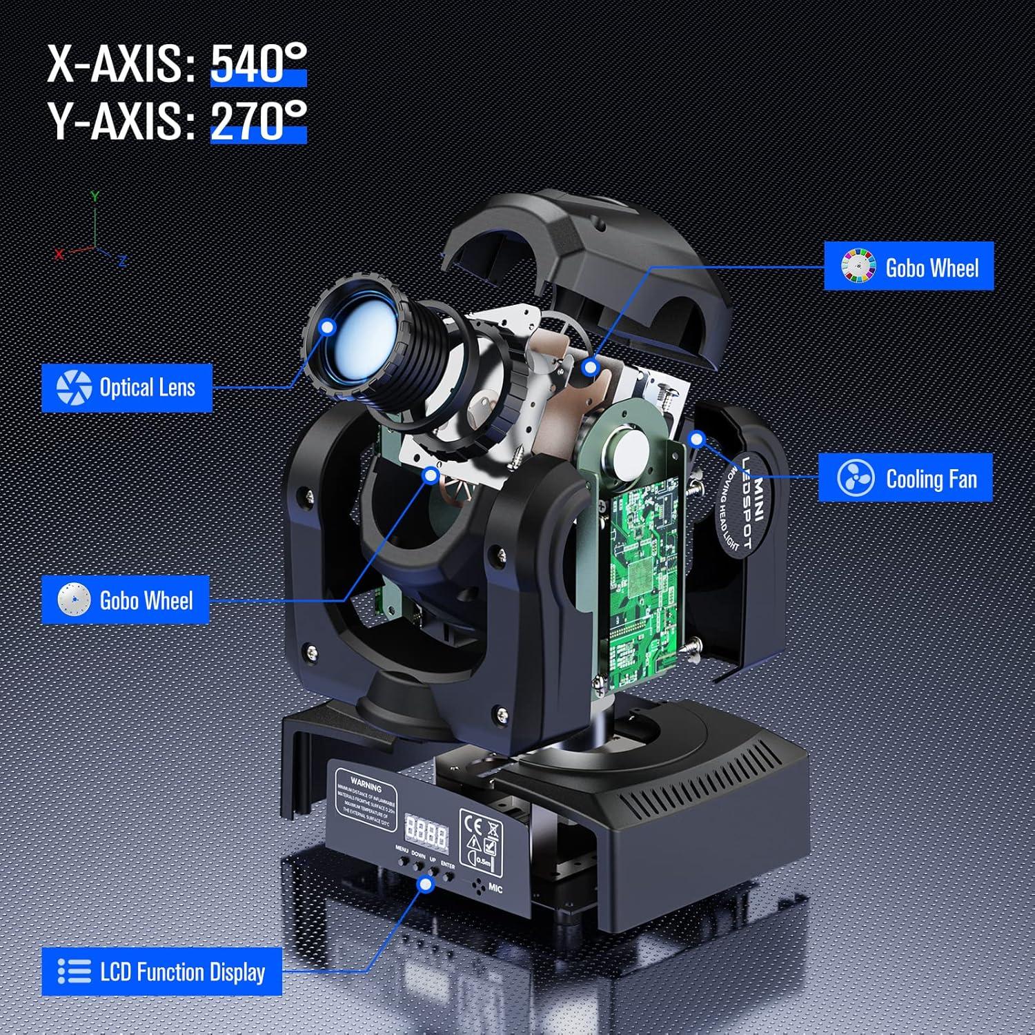 Luces de Cabeza Móvil U`King 50W 7 Colores DMX para Eventos