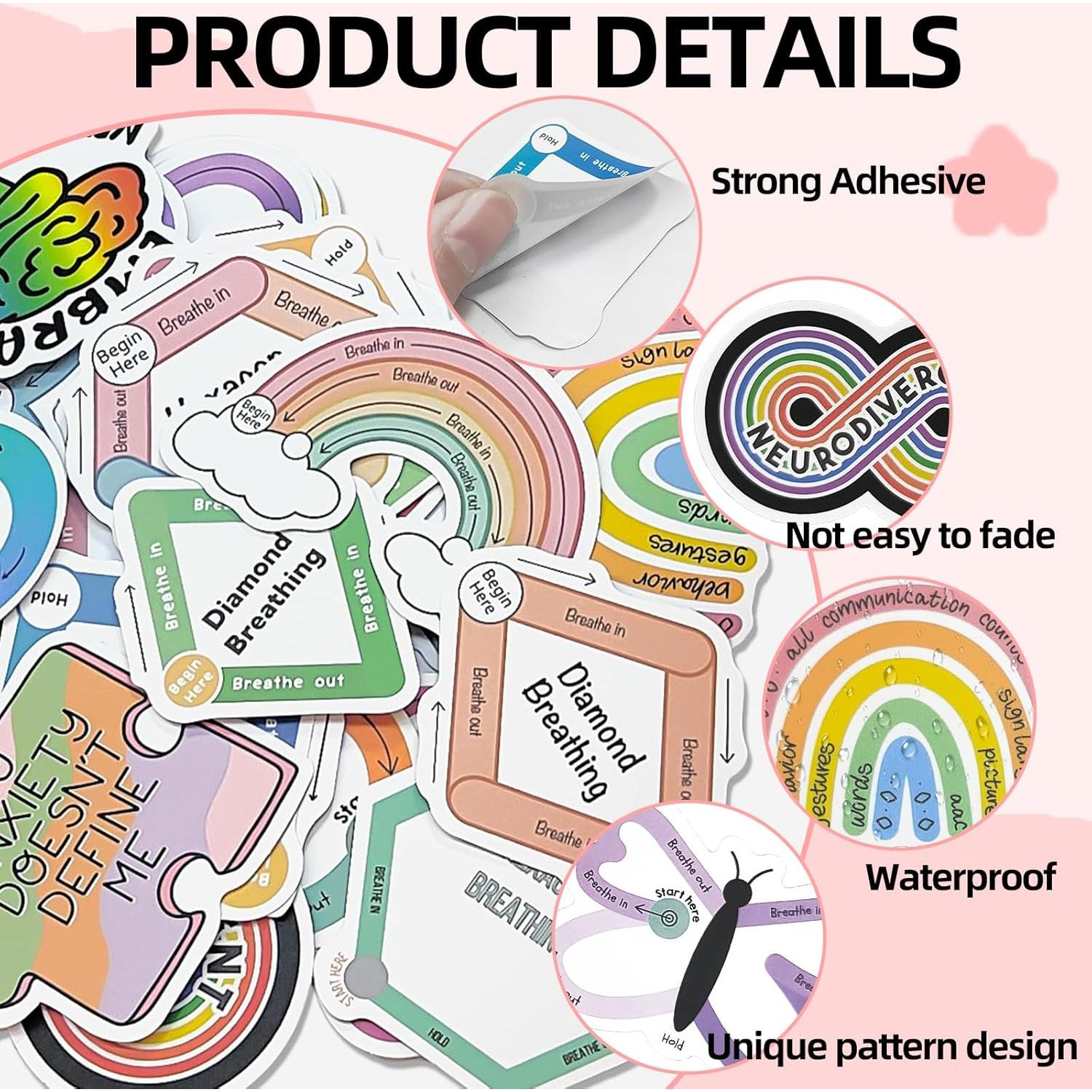 Pegatinas Sensoriales Antiestrés KYLELOVE - 50 Piezas Brillantes