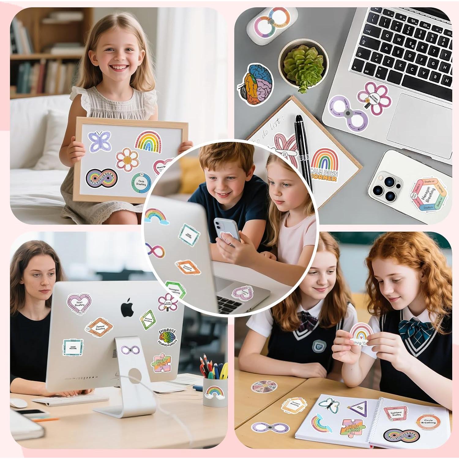 Pegatinas Sensoriales Antiestrés KYLELOVE - 50 Piezas Brillantes