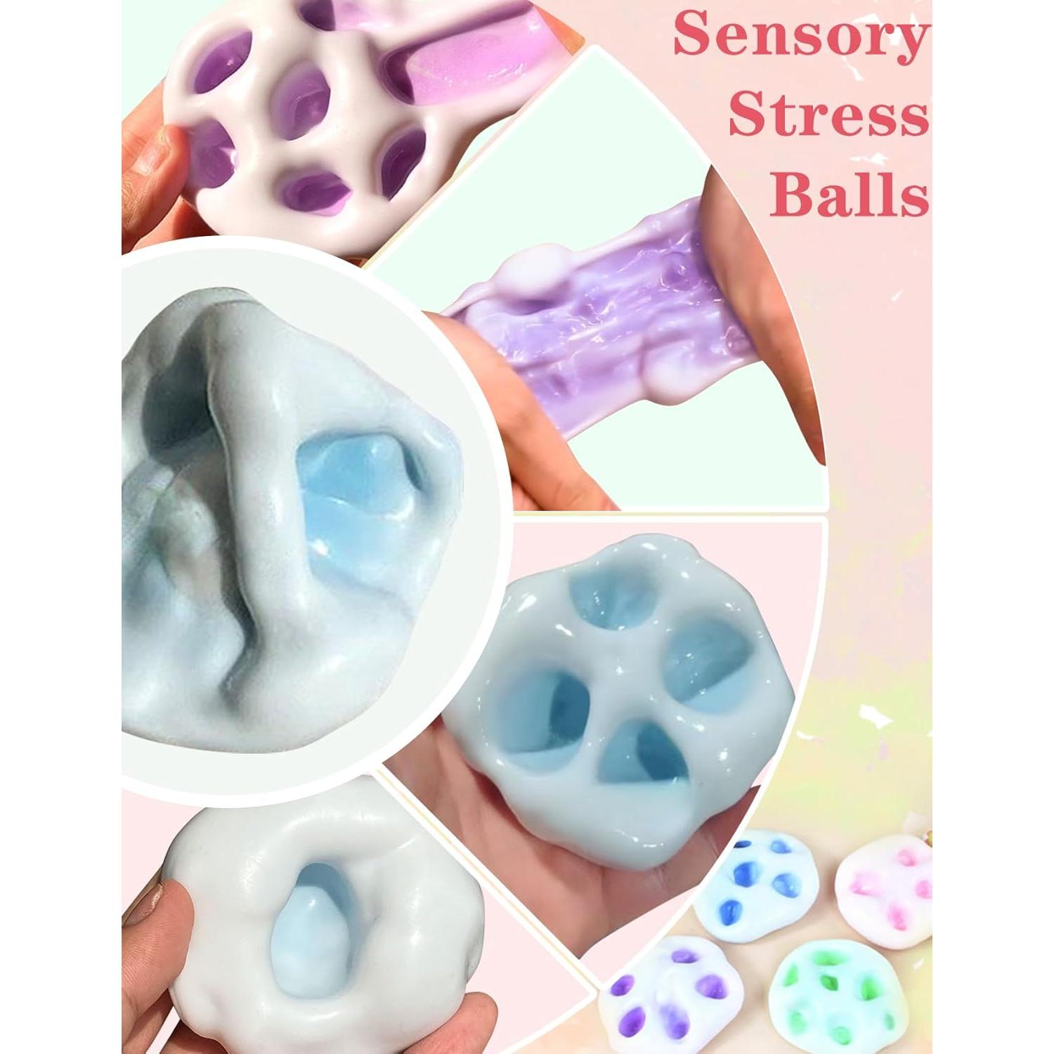 Bolas de Estrés Squishy Gezan para Alivio de Ansiedad - Azul y Púrpura