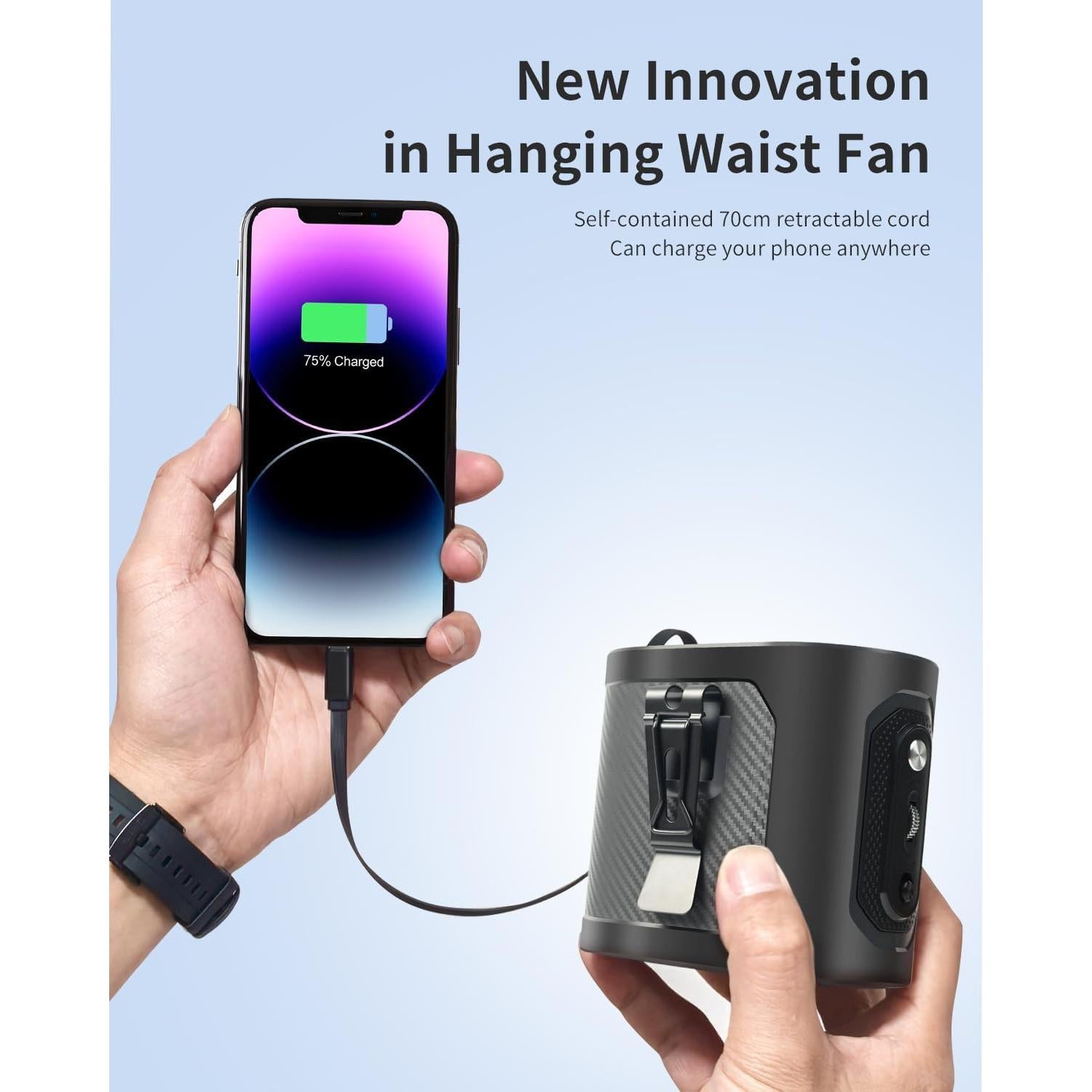 Ventilador Portátil de Cintura ICEBIRDS MF118 10600RPM Recargable