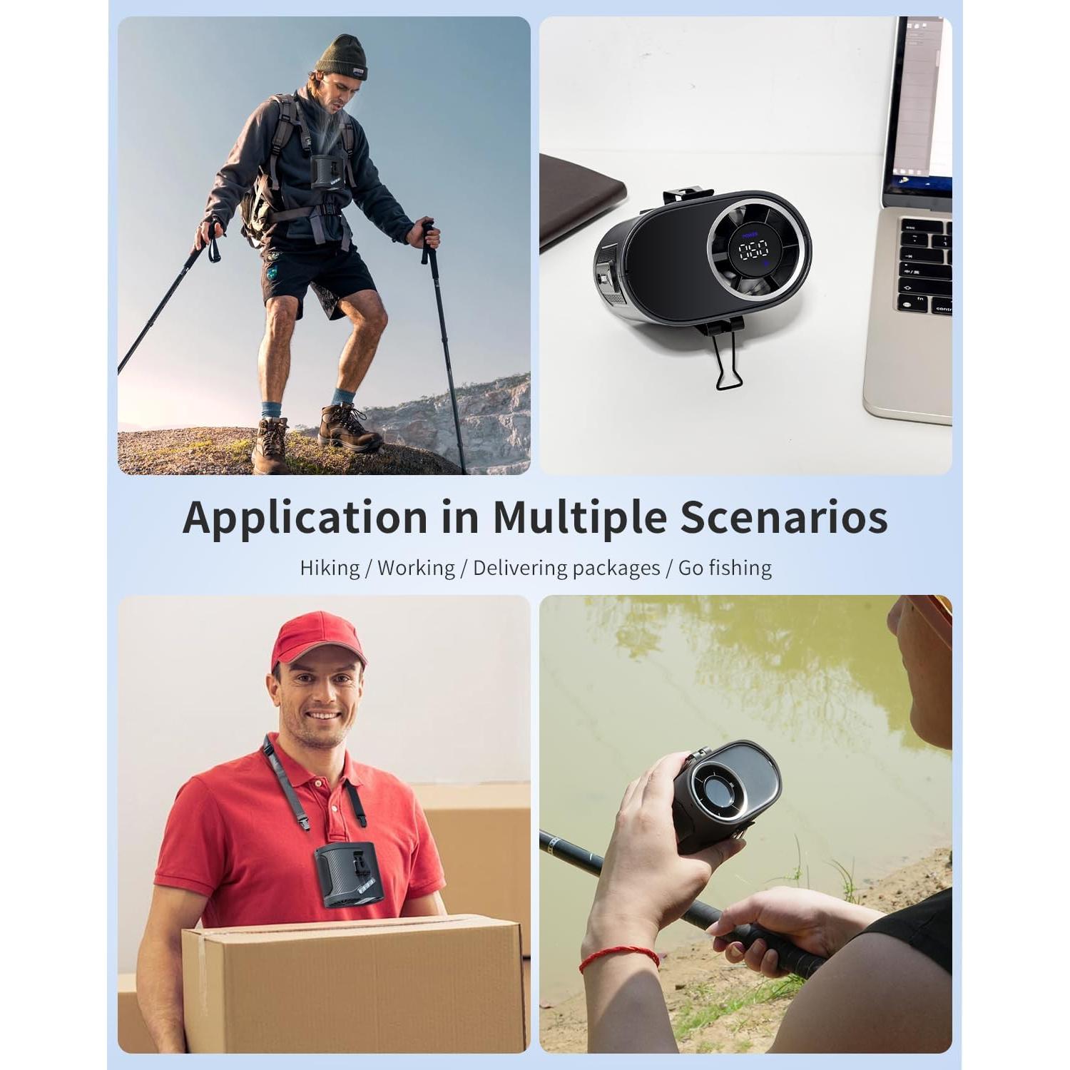 Ventilador Portátil de Cintura ICEBIRDS MF118 10600RPM Recargable