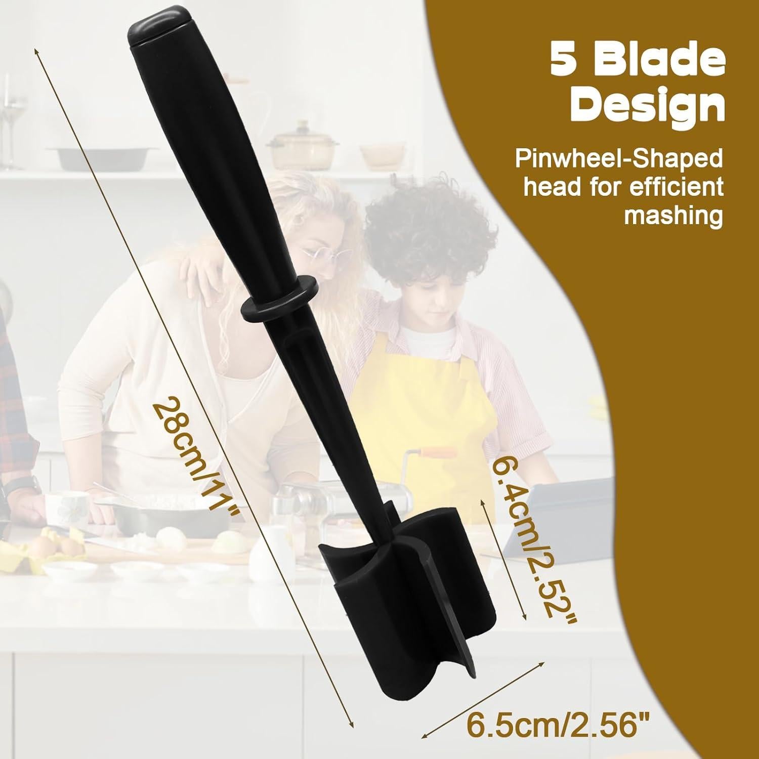 Aplastador de Carne Auvotuis 5 Cuchillas Nylon Negro 28x6.5cm