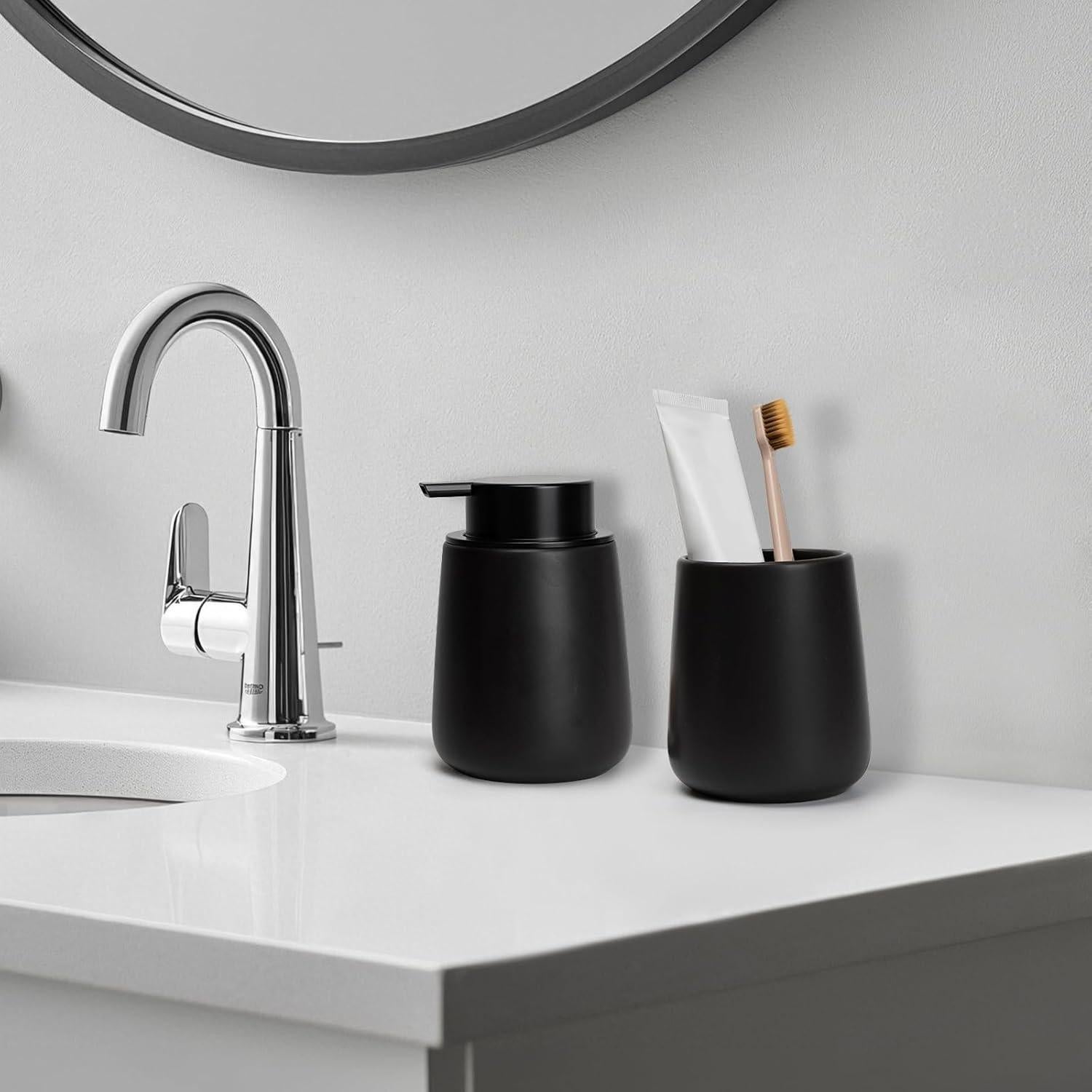 Vaso de baño cerámica UHEY HOME 400ml negro marrón