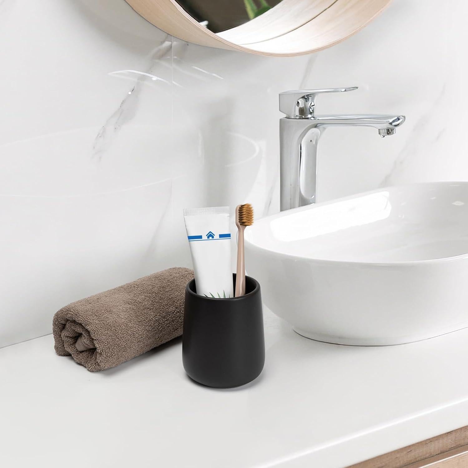 Vaso de baño cerámica UHEY HOME 400ml negro marrón