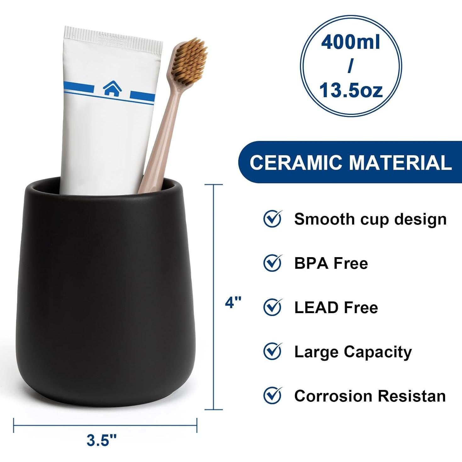 Vaso de baño cerámica UHEY HOME 400ml negro marrón