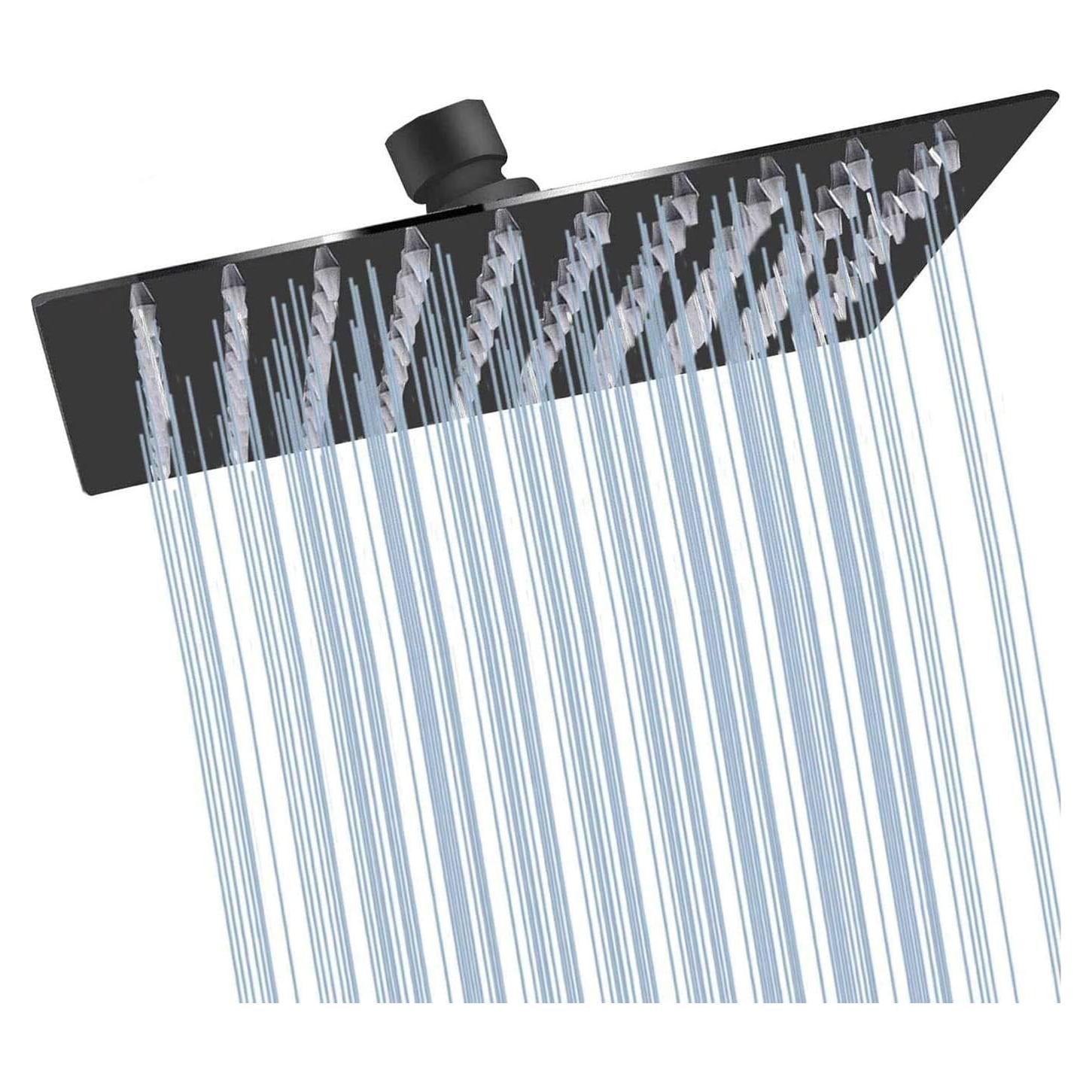Cabezal de Ducha de Lluvia GGStudy 20 cm Acero Inoxidable Negro