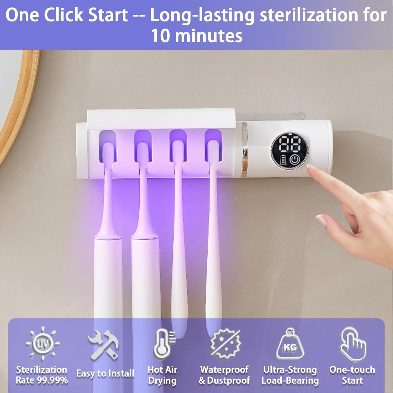 Soporte de Cepillos de Dientes Wekity Blanco Montado en Pared