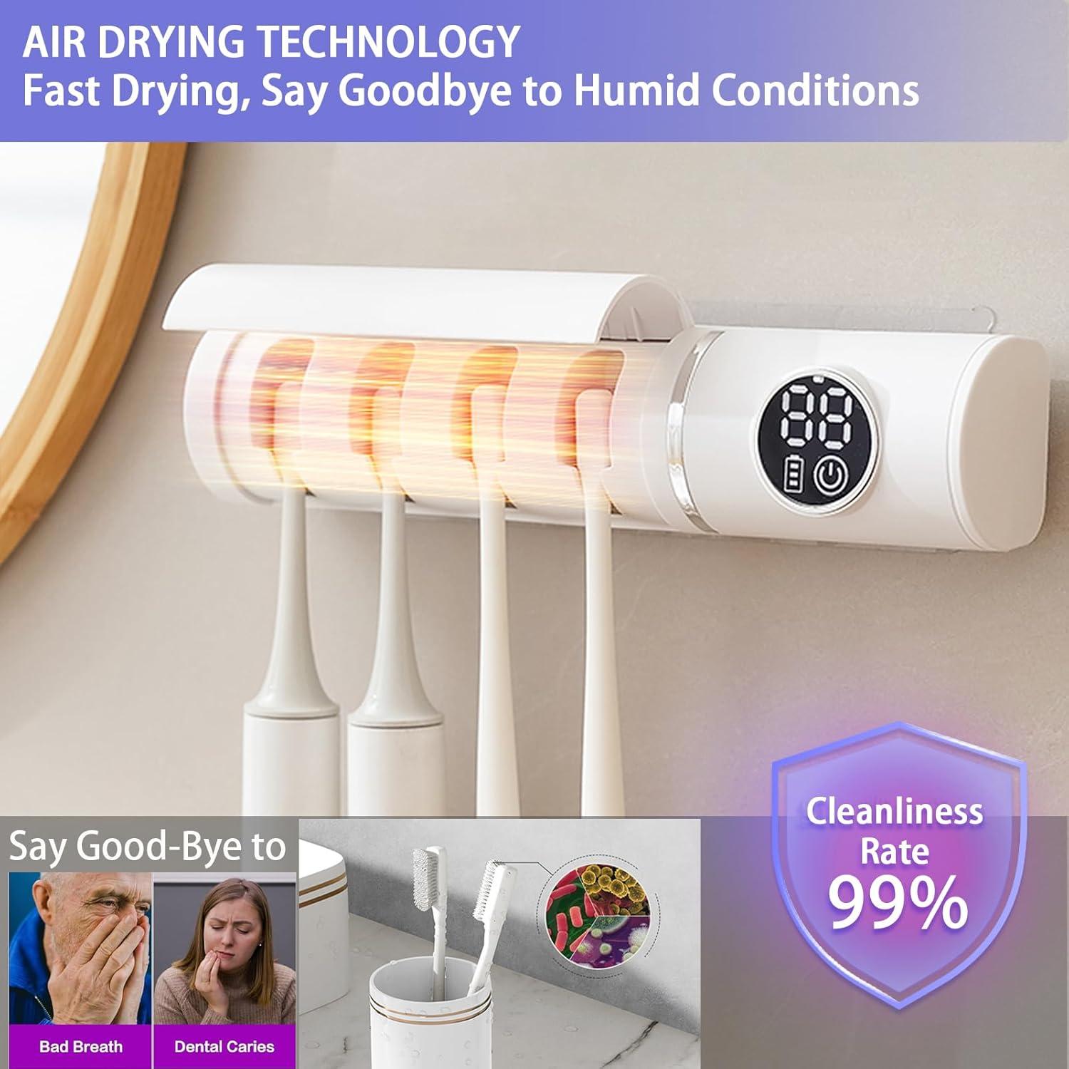 Soporte de Cepillos de Dientes Wekity Blanco Montado en Pared