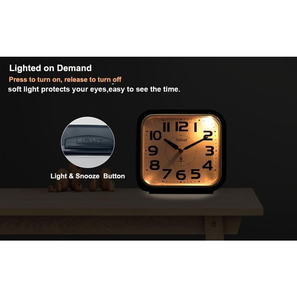 Reloj de Alarma Analógico Tinload Grande Silencioso Negro