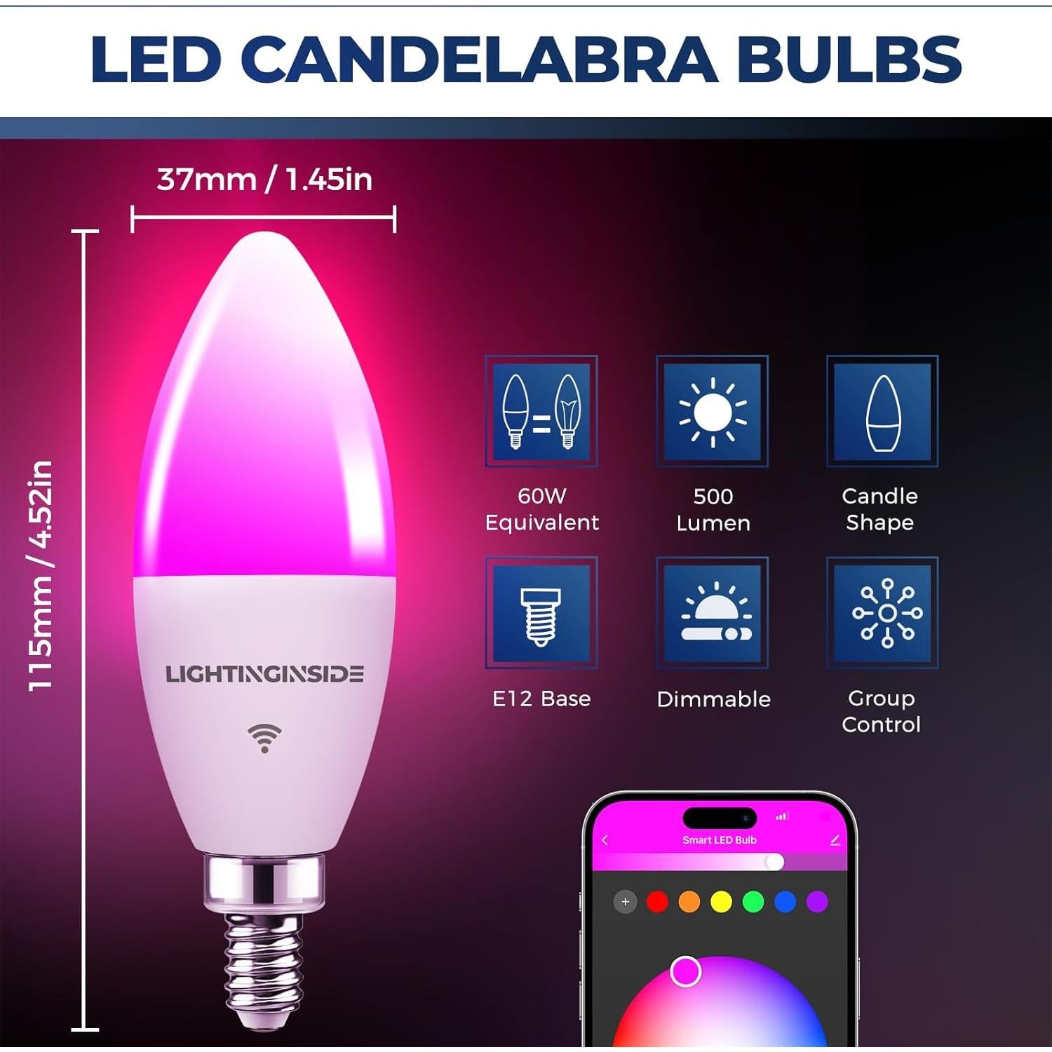 Bombillas LED Candelabro Inteligente 6W E12 4PCS